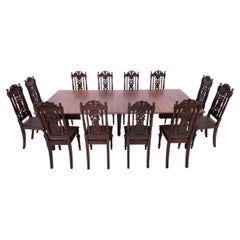 Dining set, table + 12 chairs, Northern Europe, ca. 1930.