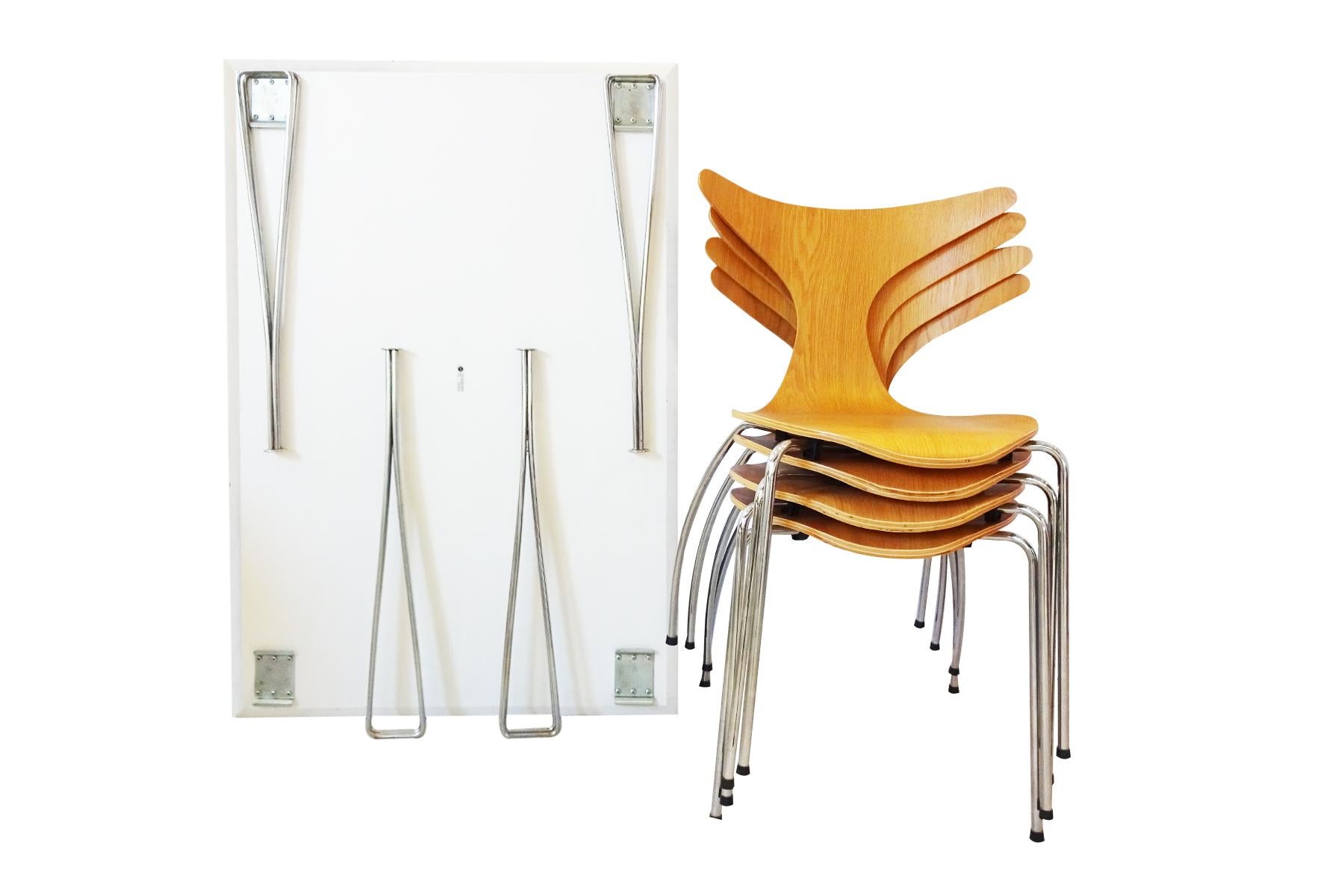 Mid-Century Modern Dining Set - Vintage Piet Hein Space Saving Table & Danform Chairs 