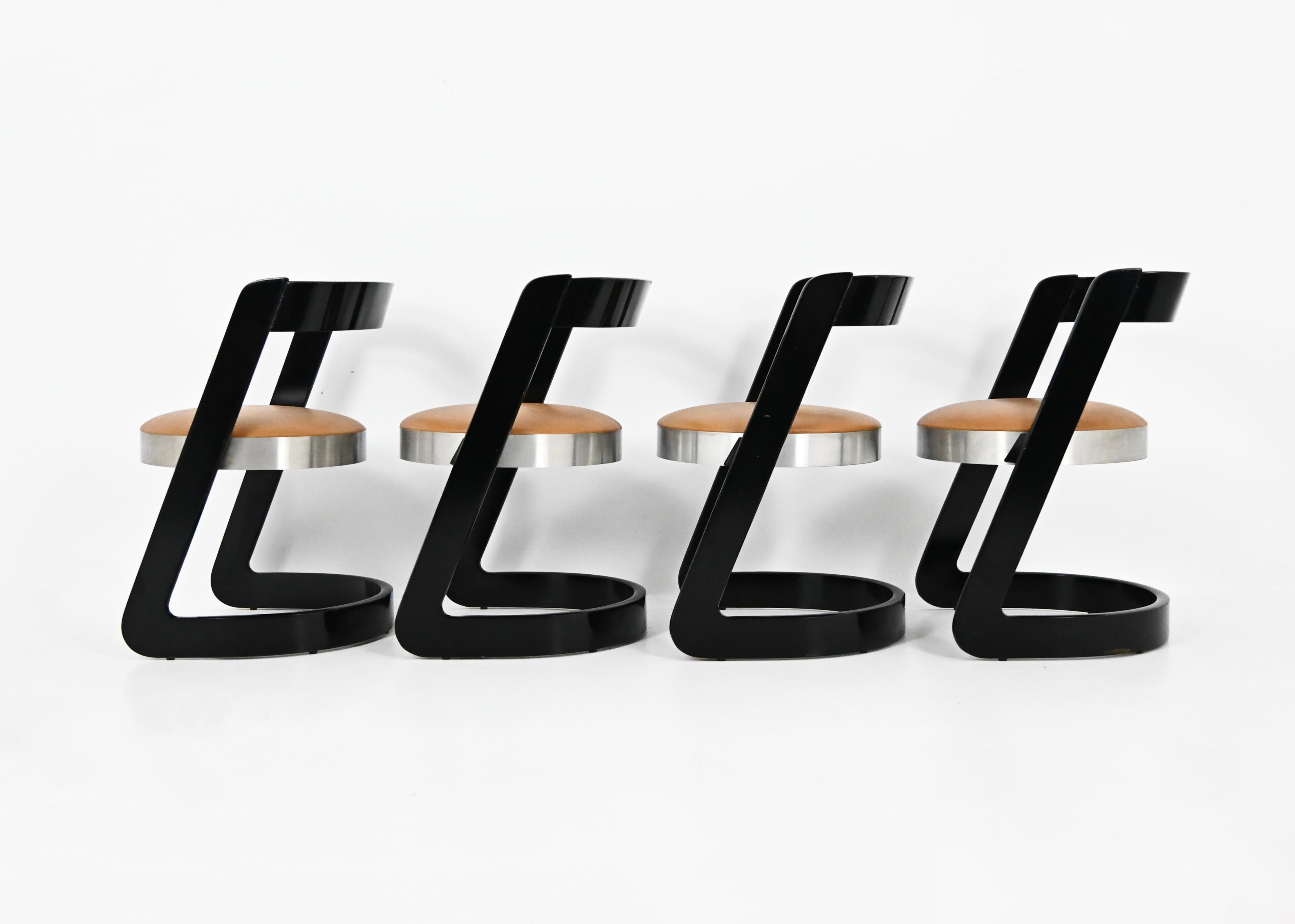 Ensemble de salle à manger avec 4 chaises et 1 table par Willy Rizzo pour Mario Sabot, 1970 1