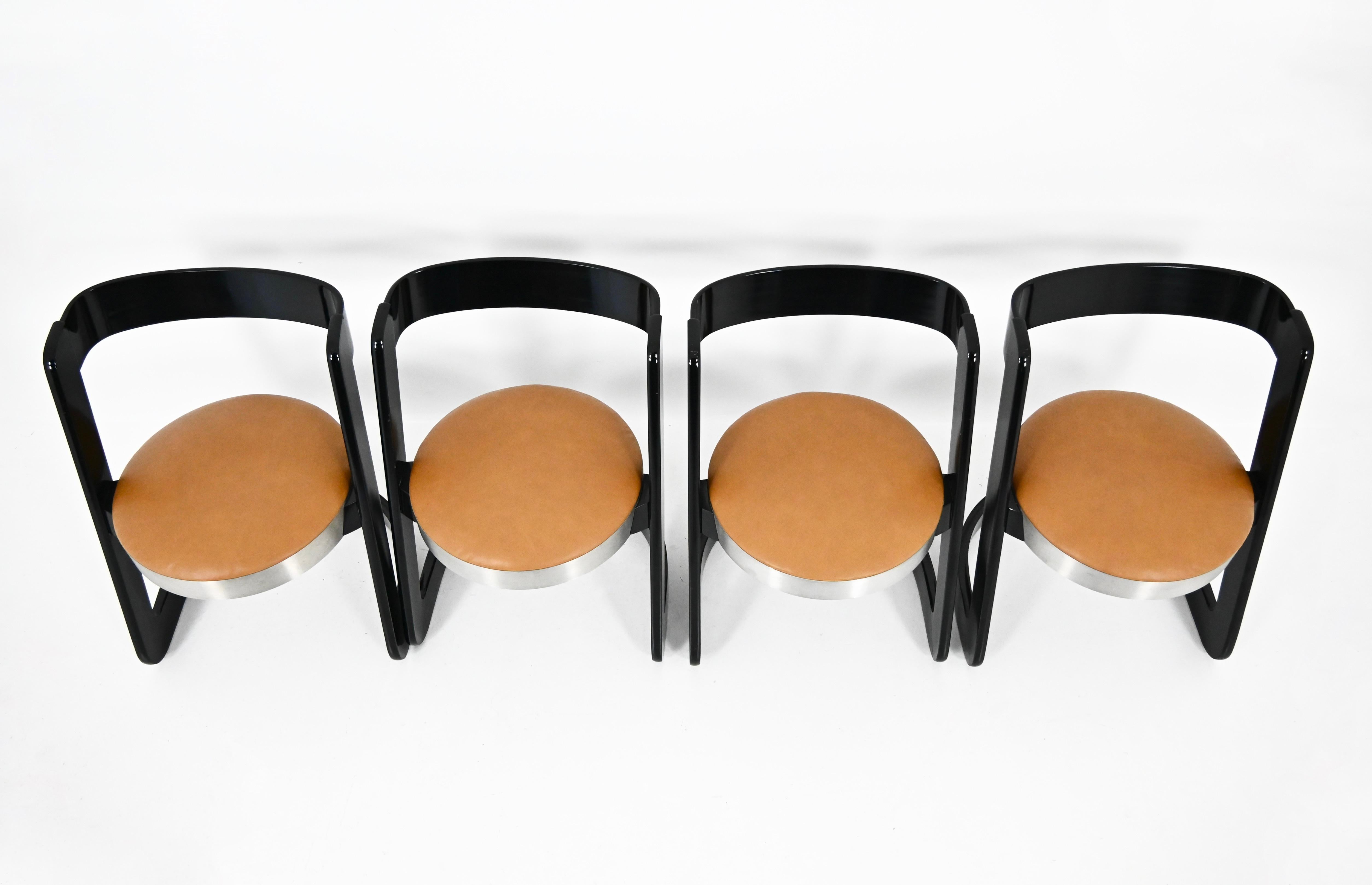 Ensemble de salle à manger avec 4 chaises et 1 table par Willy Rizzo pour Mario Sabot, 1970 2