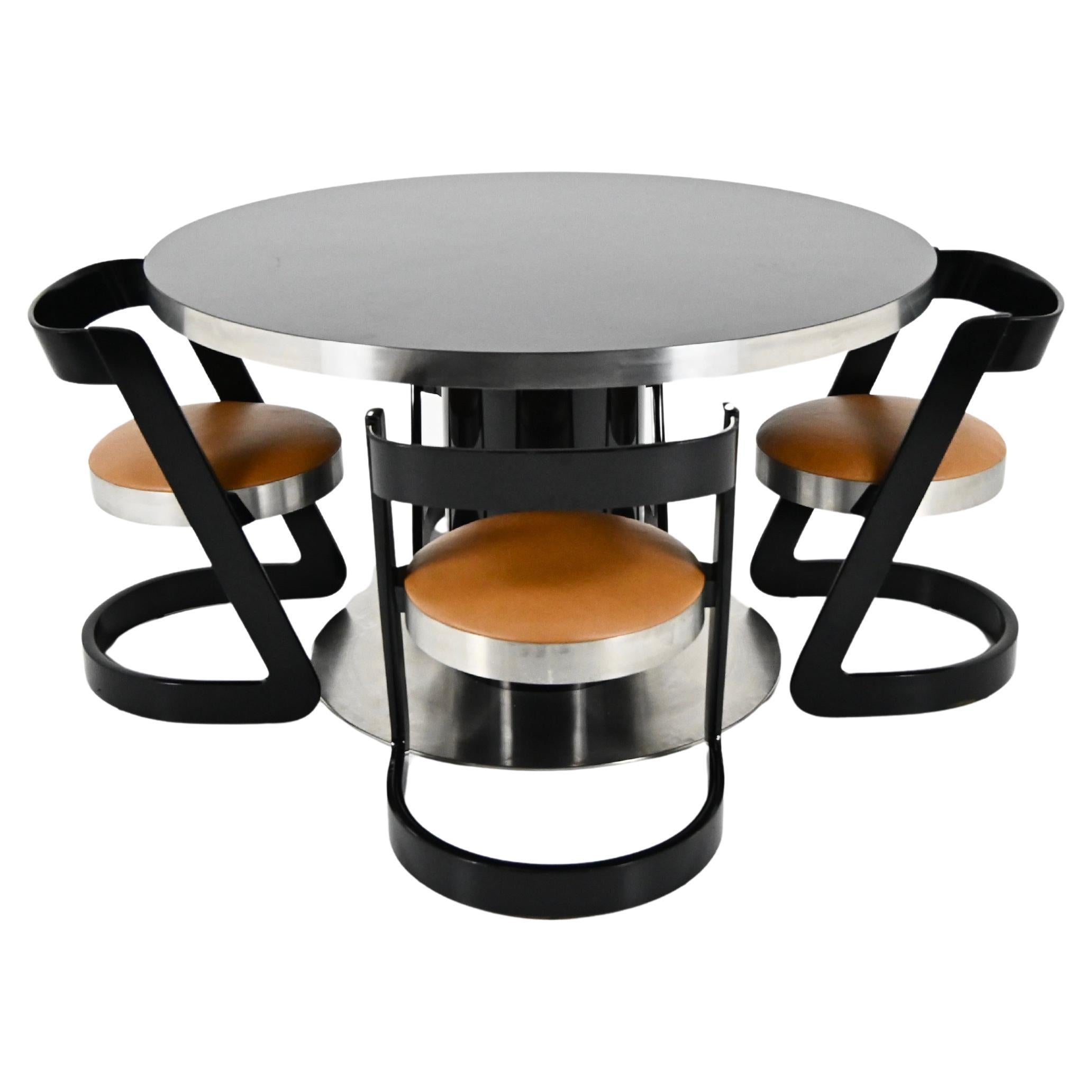 Ensemble de salle à manger avec 4 chaises et 1 table par Willy Rizzo pour Mario Sabot, 1970