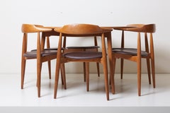 Dining Set with a Table and Six Heart Chairs by Hans Wegner for Fritz Hansen