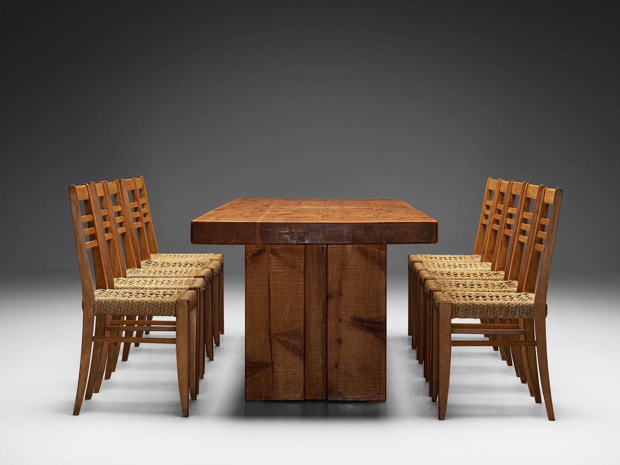 Hemp Dining Set with Adrien Audoux & Frida Minet Chairs and Rivadossi Table  For Sale