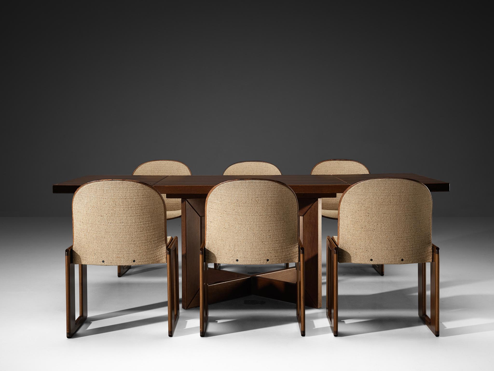 Post-Modern Dining Set with Afra & Tobia Scarpa Chairs and Ferdinando Meccani Table