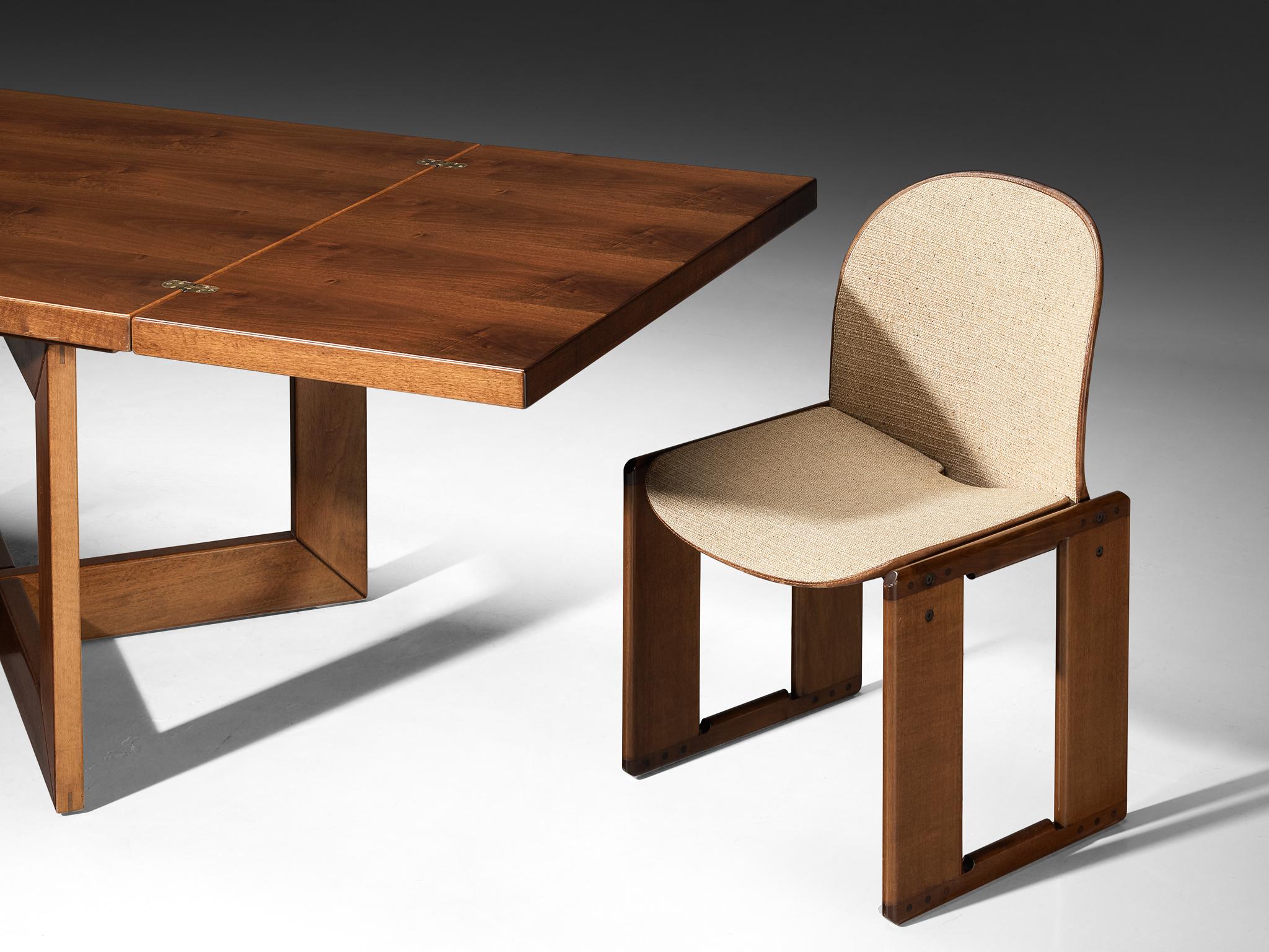 Italian Dining Set with Afra & Tobia Scarpa Chairs and Ferdinando Meccani Table