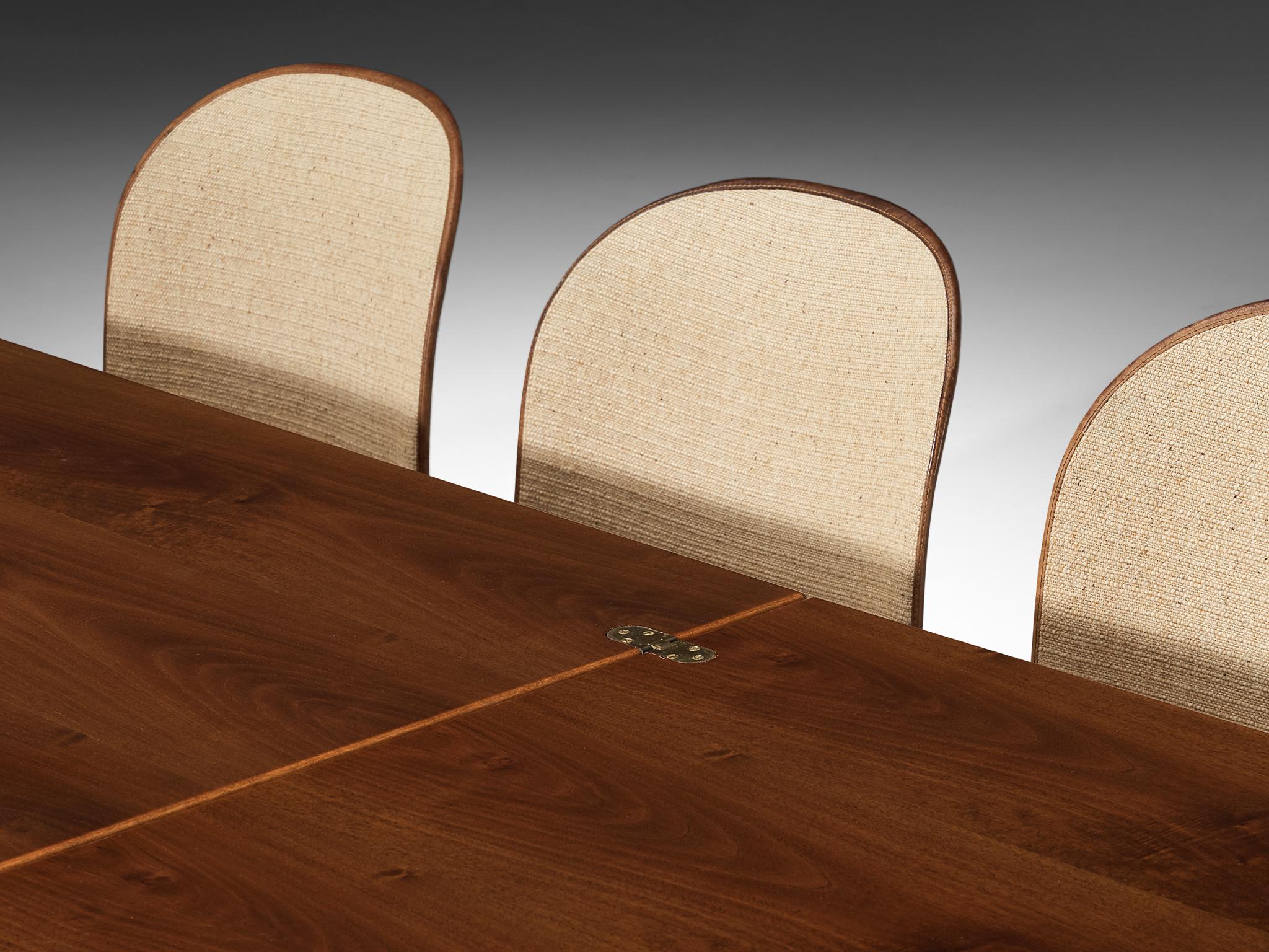 Leather Dining Set with Afra & Tobia Scarpa Chairs and Ferdinando Meccani Table