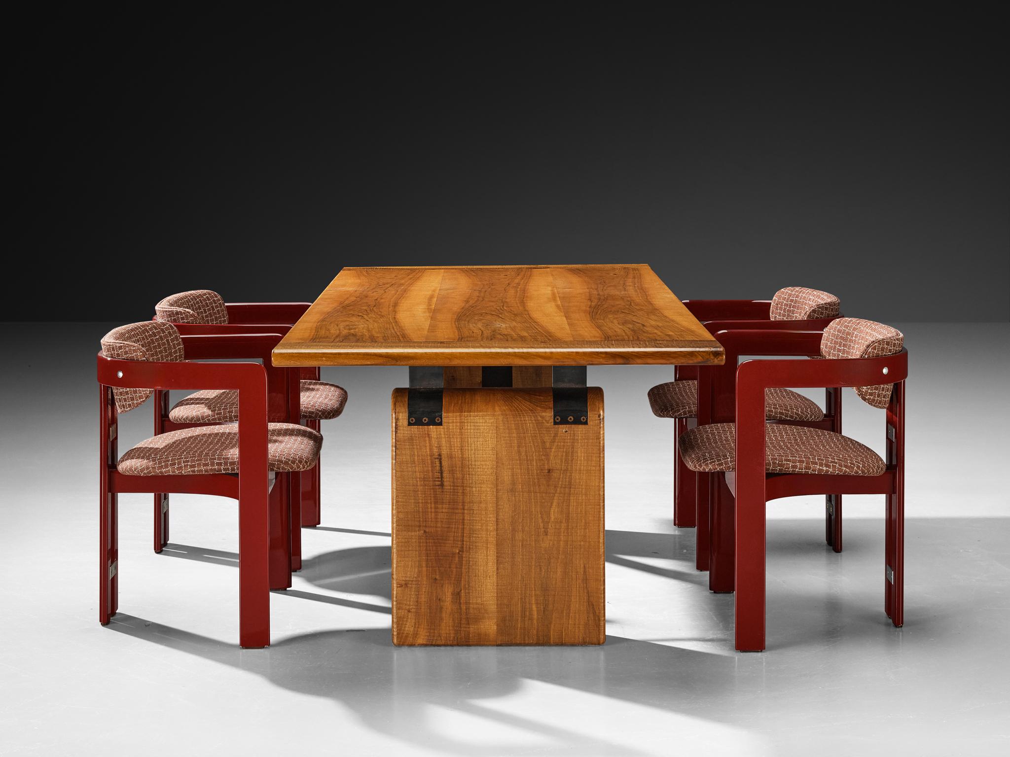 Conjunto de comedor con mesa Giuseppe Rivadossi y sillas Augusto Savini 