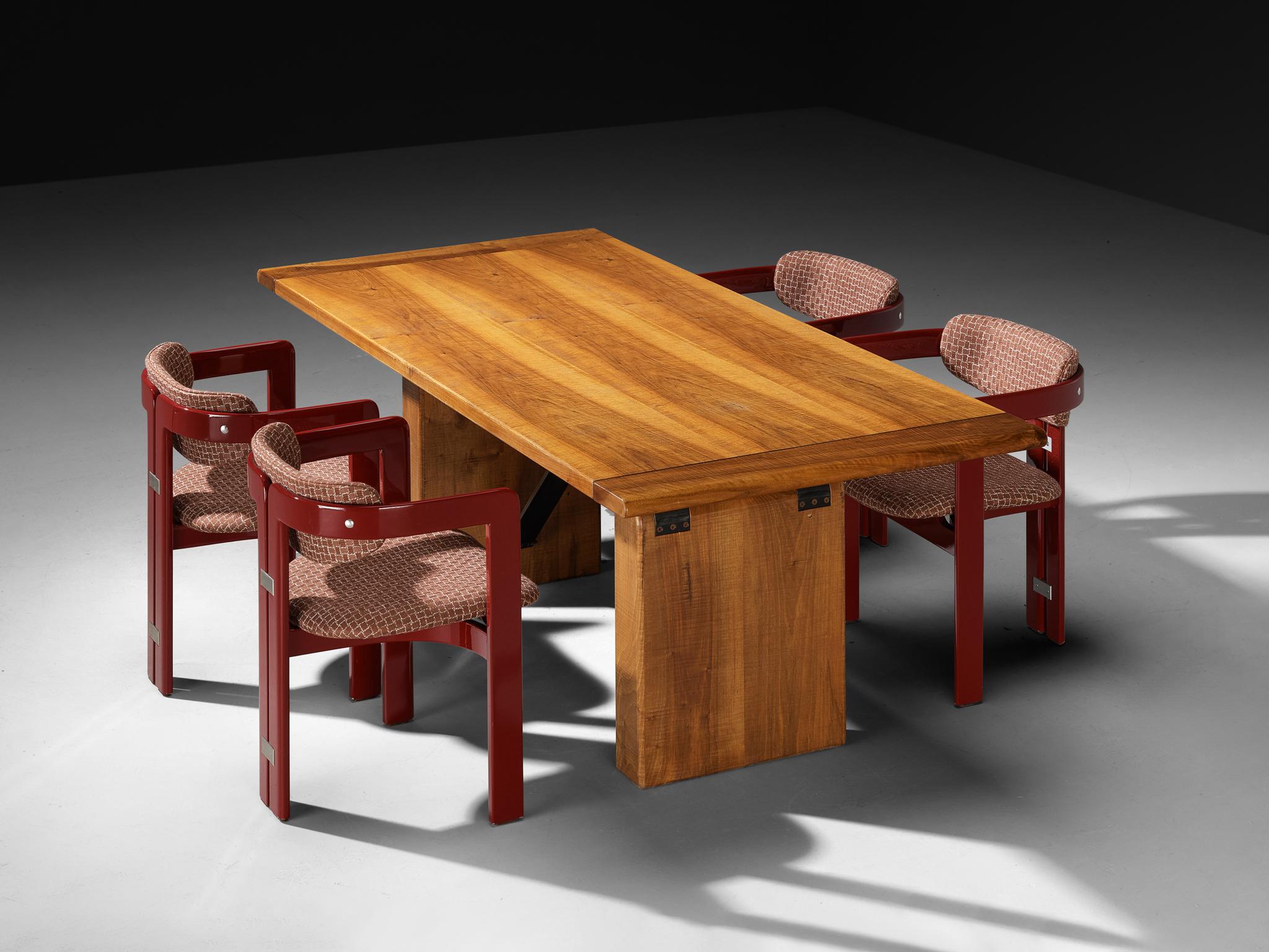 Conjunto de comedor con mesa Giuseppe Rivadossi y sillas Augusto Savini 