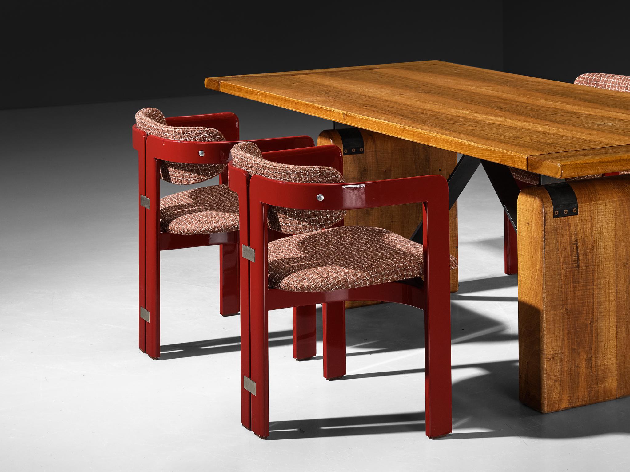 Conjunto de comedor con mesa Giuseppe Rivadossi y sillas Augusto Savini 