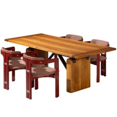 Conjunto de comedor con mesa Giuseppe Rivadossi y sillas Augusto Savini "Pamplona
