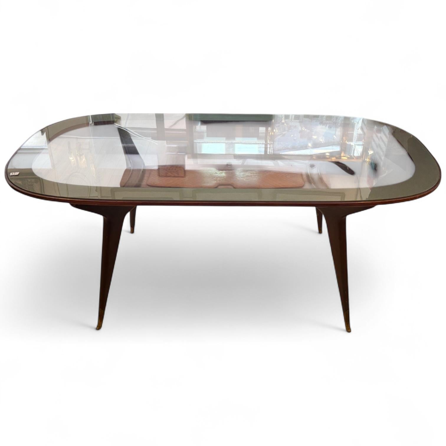 Dining Set with Glass-Top Table and Four Chairs by Vittorio Dassi For Sale 3