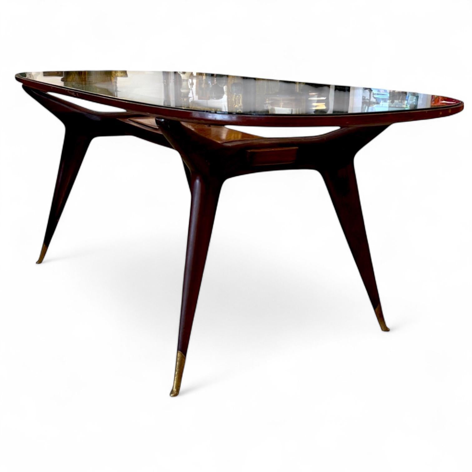 Dining Set with Glass-Top Table and Four Chairs by Vittorio Dassi For Sale 4