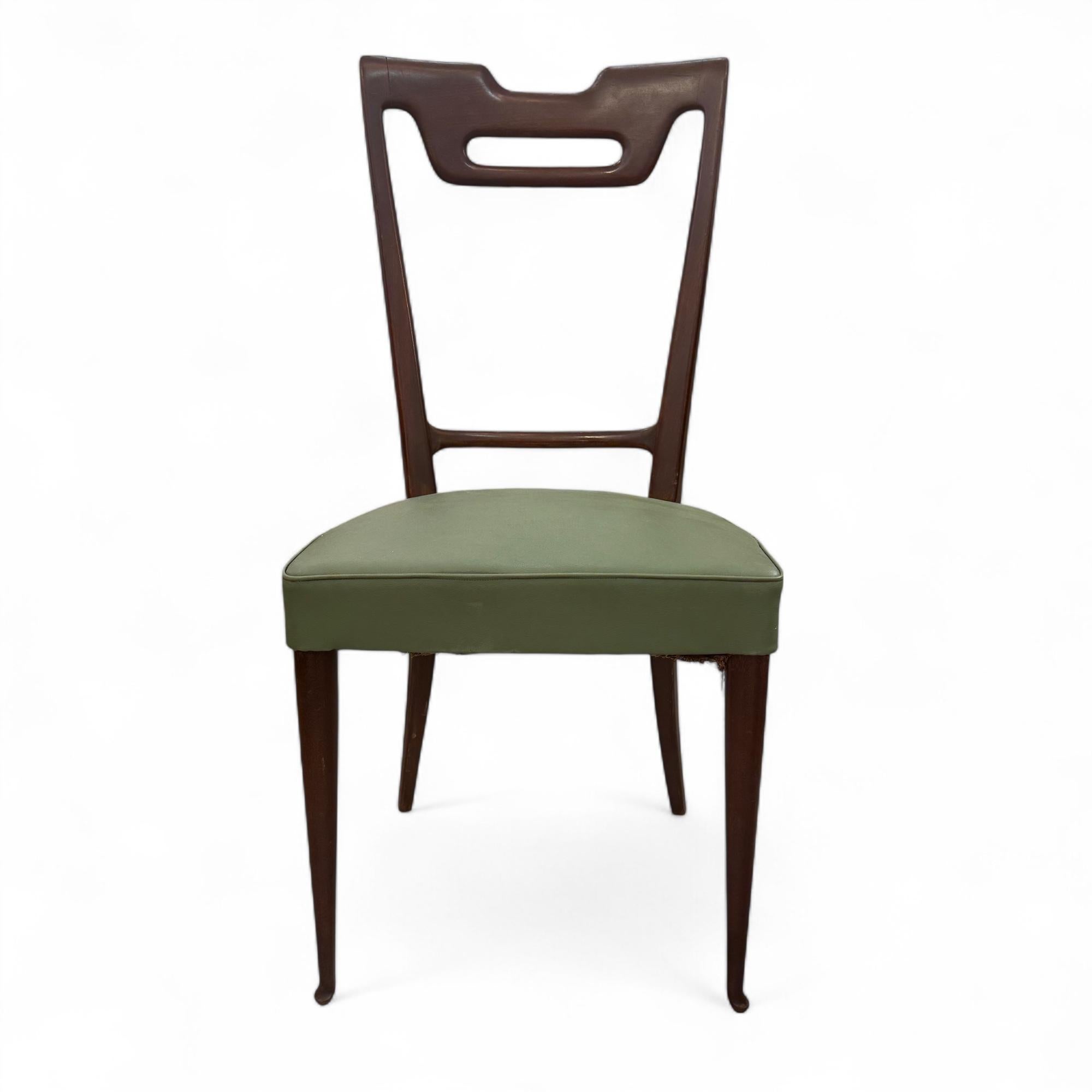Hand-Crafted Dining Set with Glass-Top Table and Four Chairs by Vittorio Dassi For Sale
