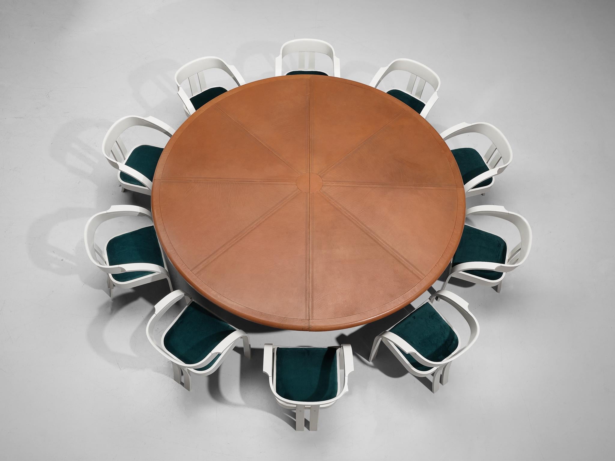 Esszimmer-Set mit Guido Faleschini-Tisch und Stühlen von Giovanni Battista Bassi  (Metall) im Angebot