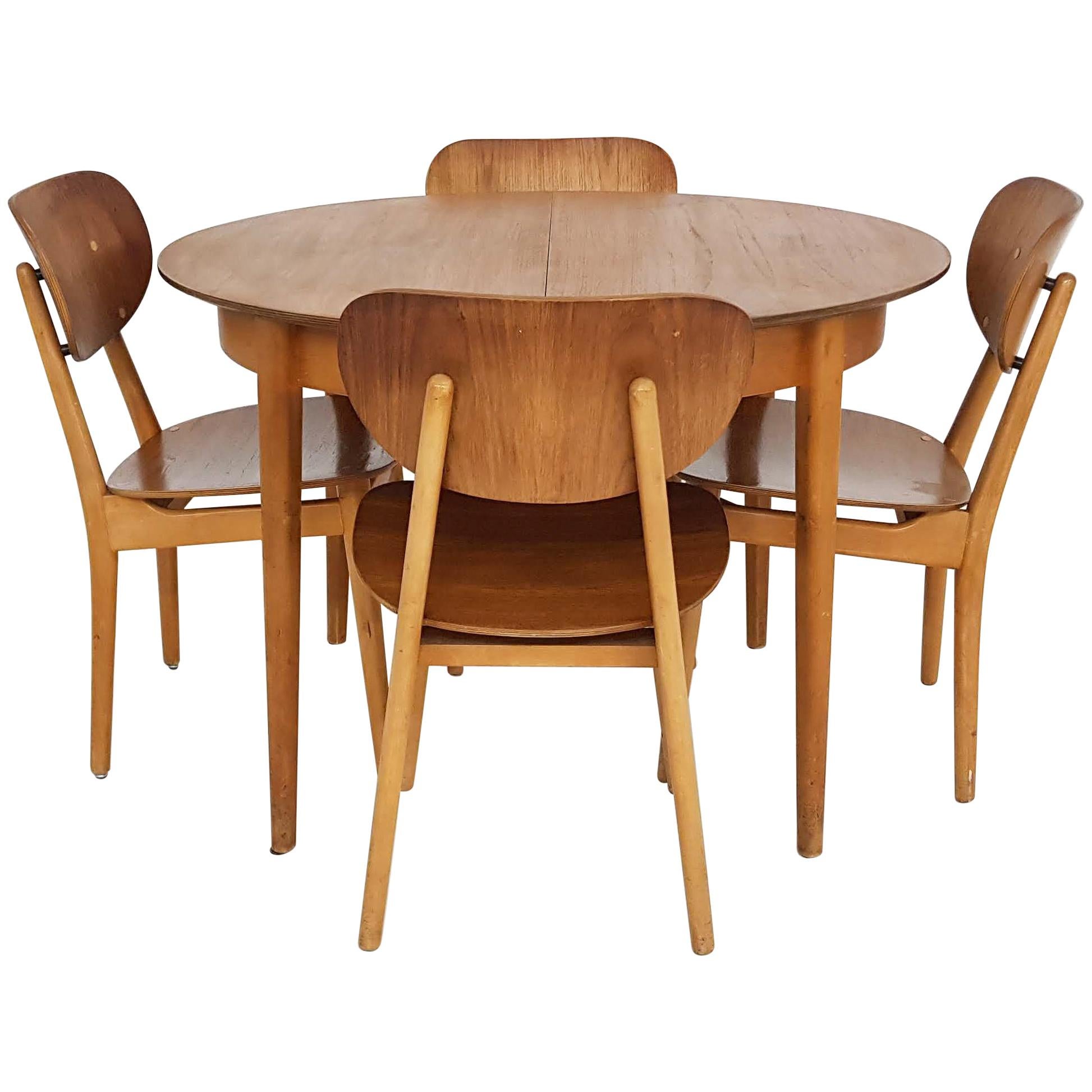 Esstischset mit Tisch TB35 und Stuhl SB11, Cees Braakman für Pastoe, Niederländisch 1950er Jahre