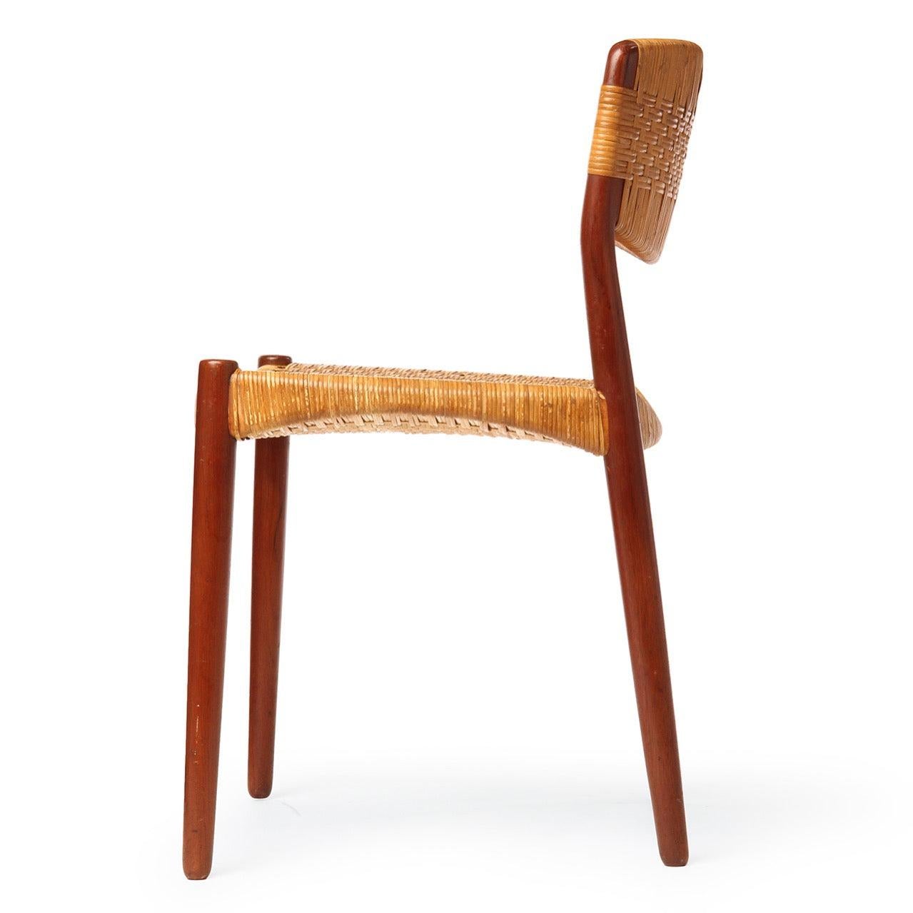 Danish Dining Side Chair by Ejner Larsen & Aksel Bender Madsen for Willy Beck, 1950s For Sale