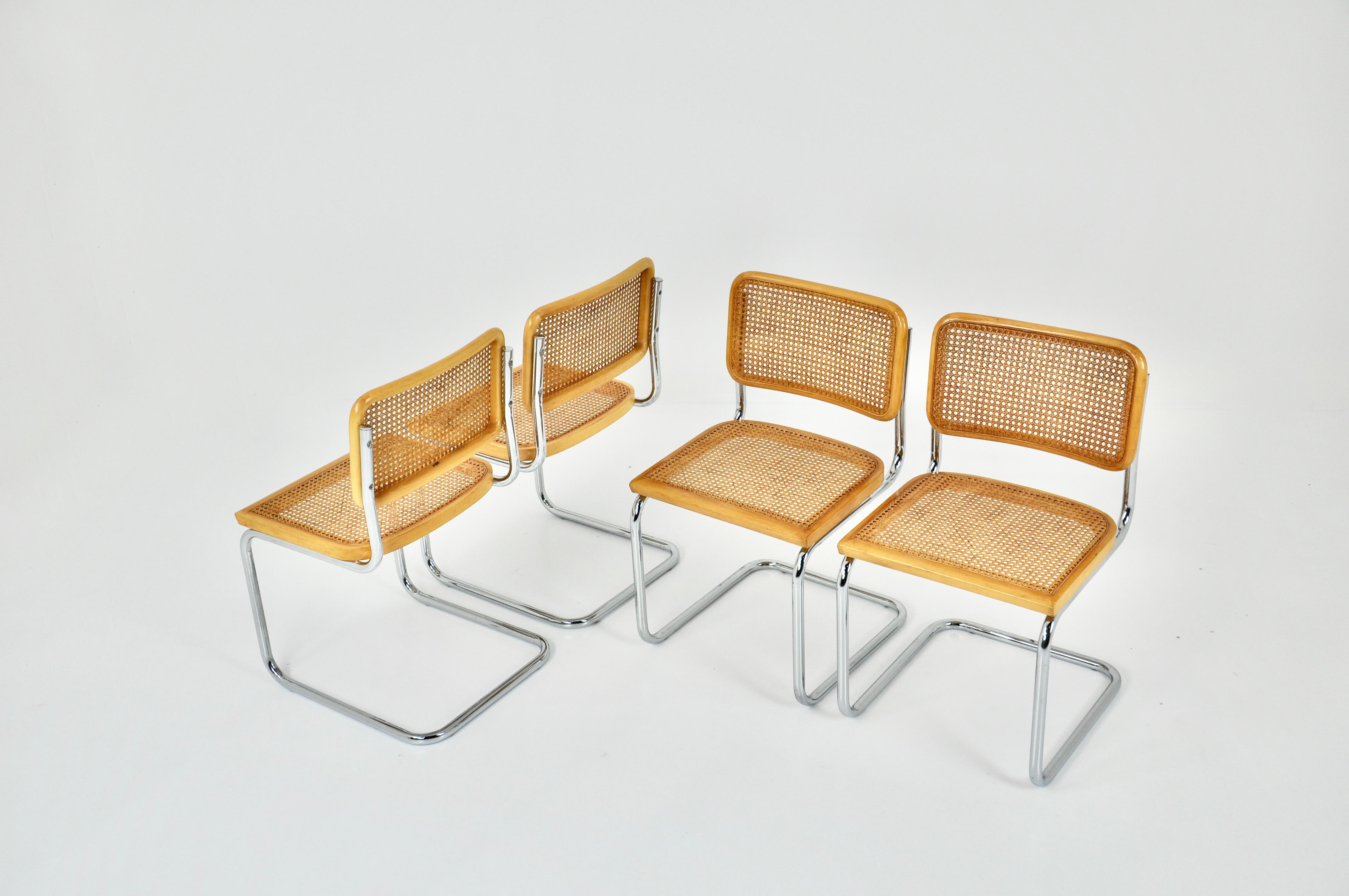 Mid-Century Modern Dining Style Chairs B32 by Marcel Breuer Set 4
