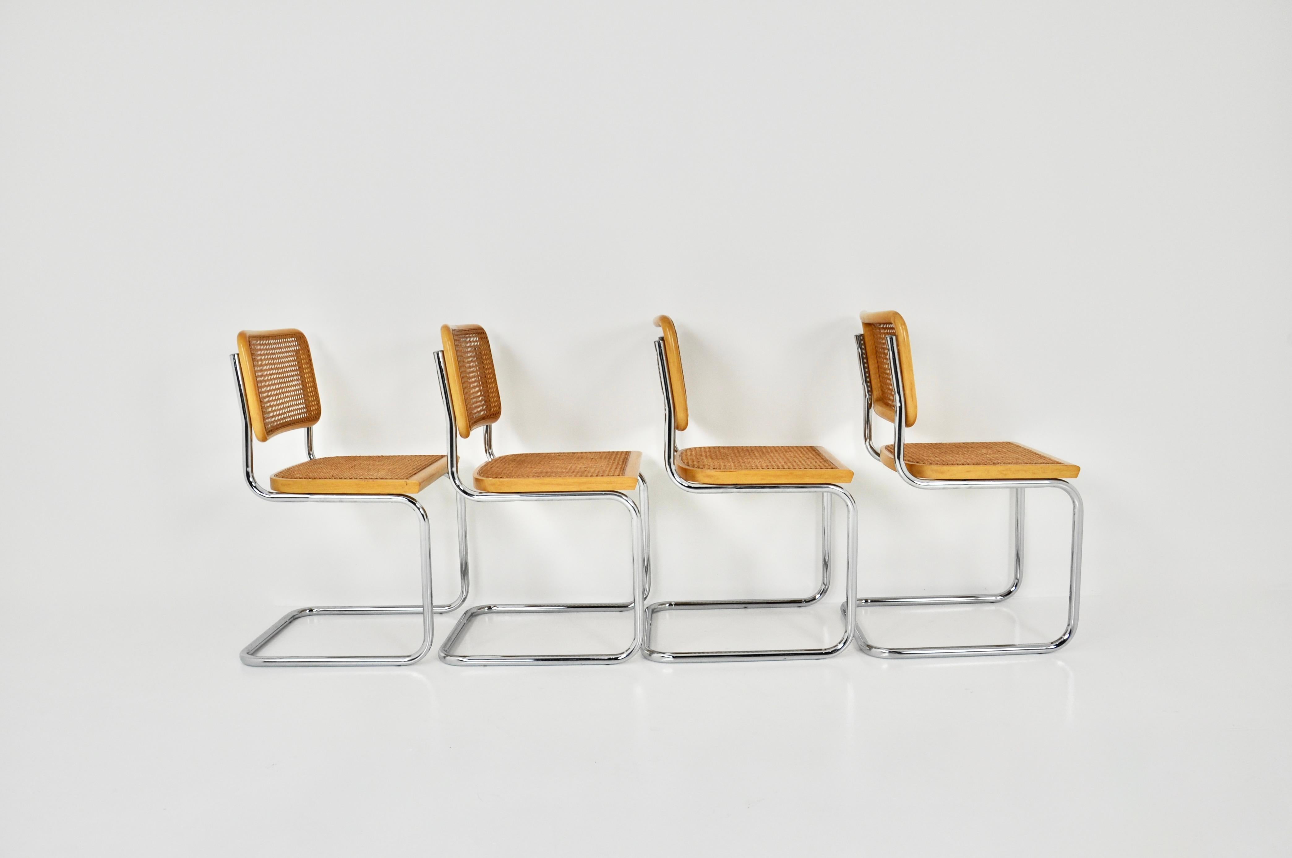 Dining Style Chairs B32 by Marcel Breuer Set 4 In Good Condition In Lasne, BE