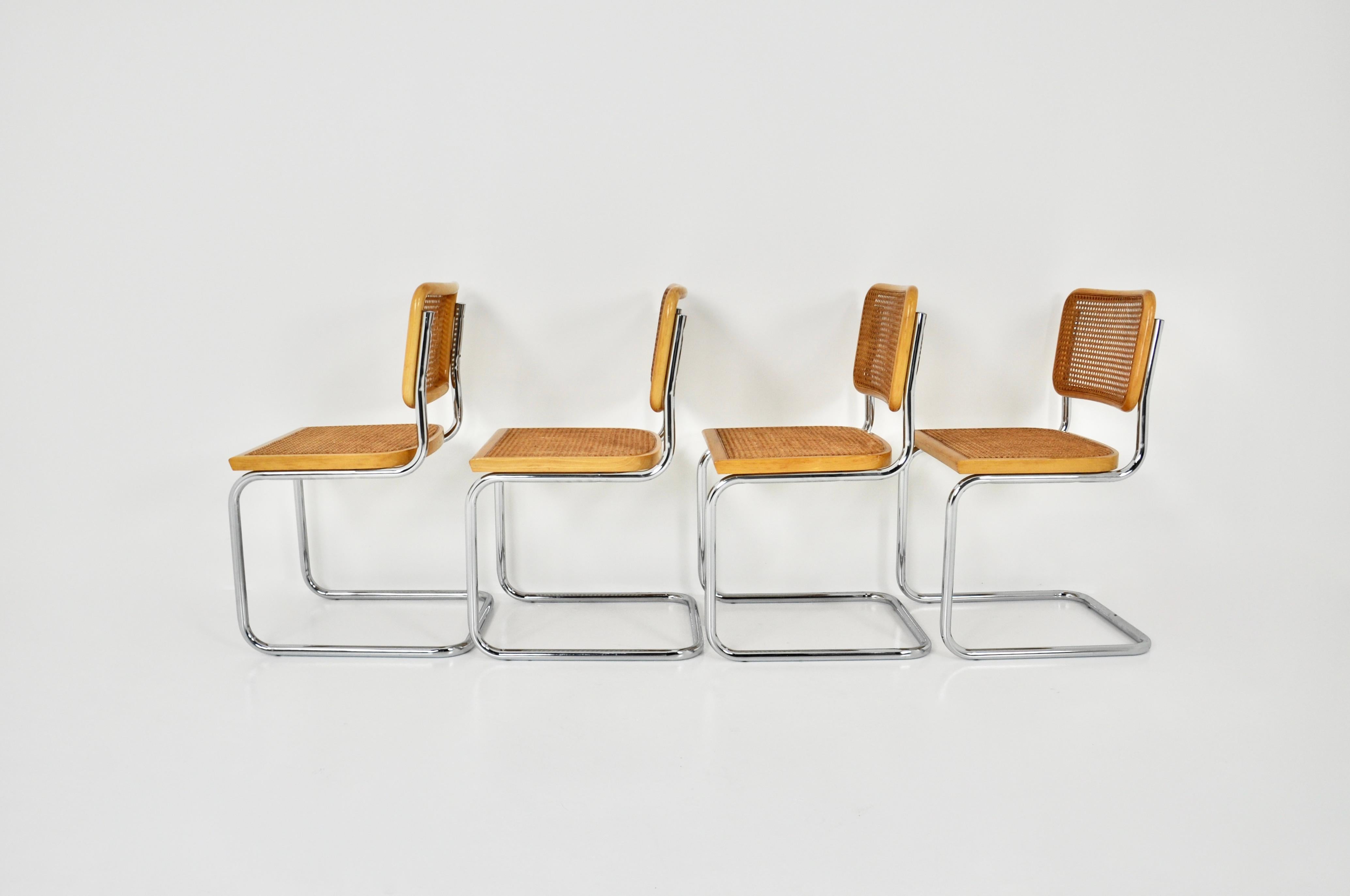 Metal Dining Style Chairs B32 by Marcel Breuer Set 4