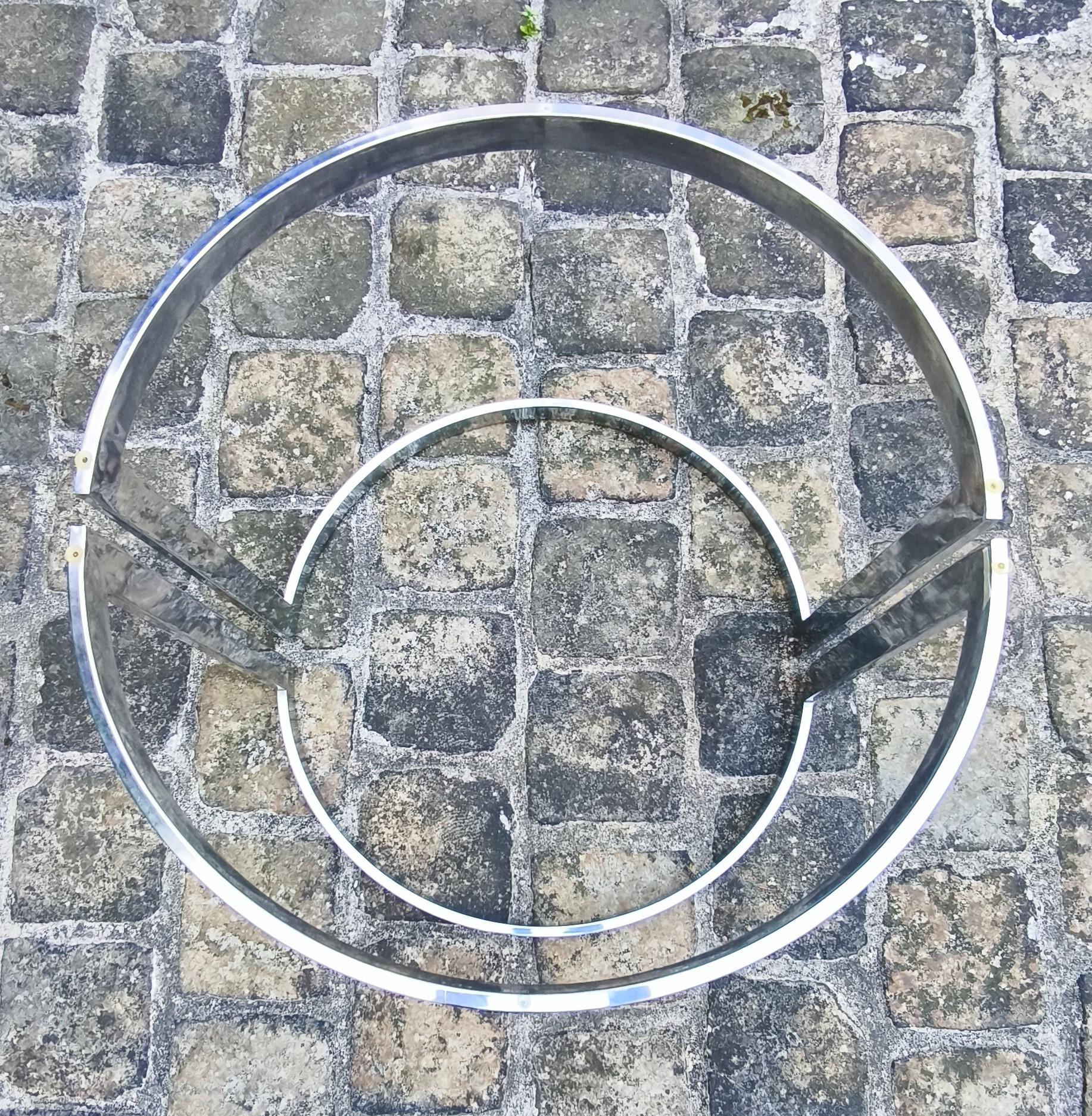 Table de salle à manger des années 1970 en acier chromé et verre, Vittorio Introini, Fratelli Saporiti en vente 4
