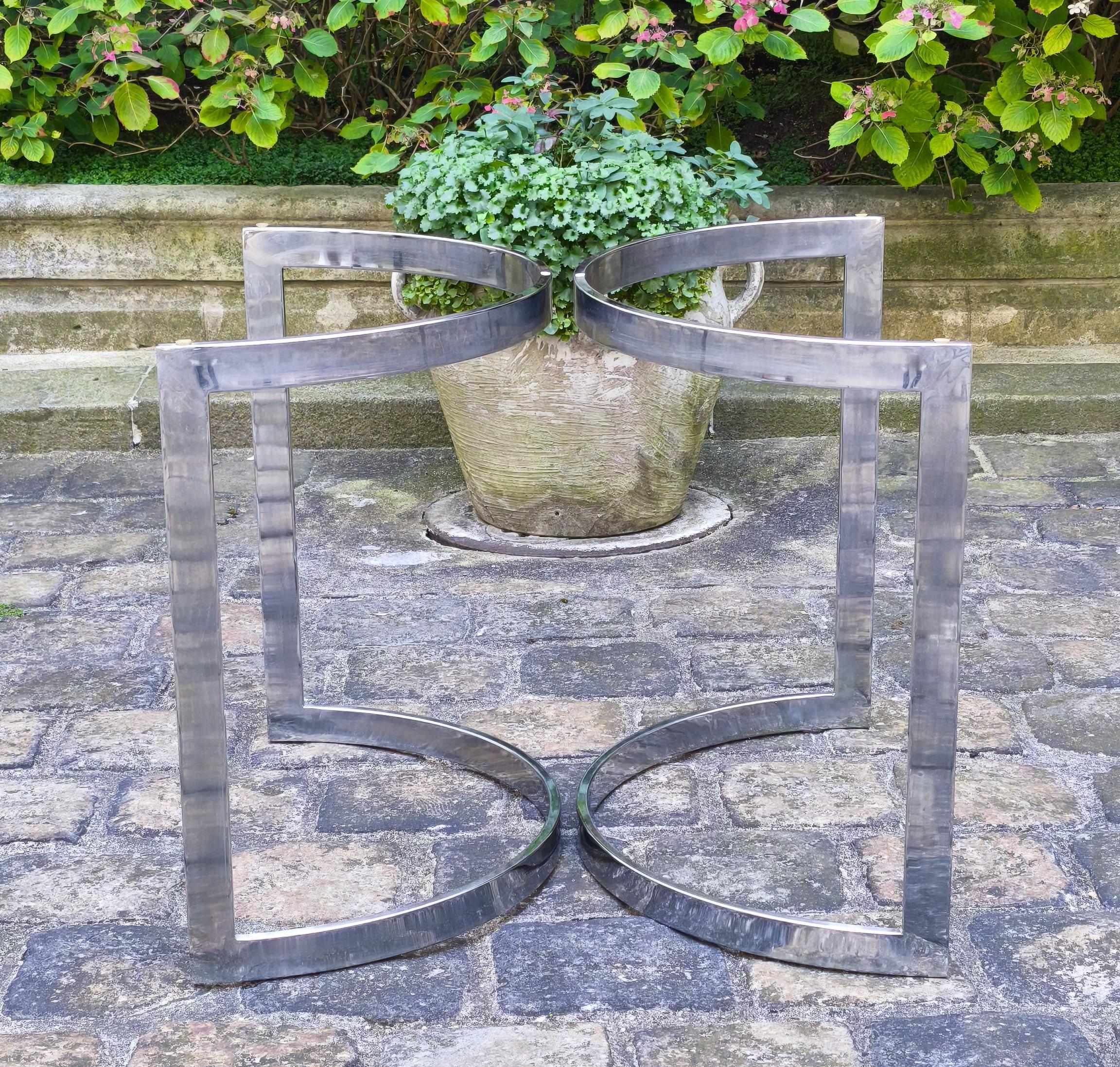 Table de salle à manger des années 1970 en acier chromé et verre, Vittorio Introini, Fratelli Saporiti en vente 5