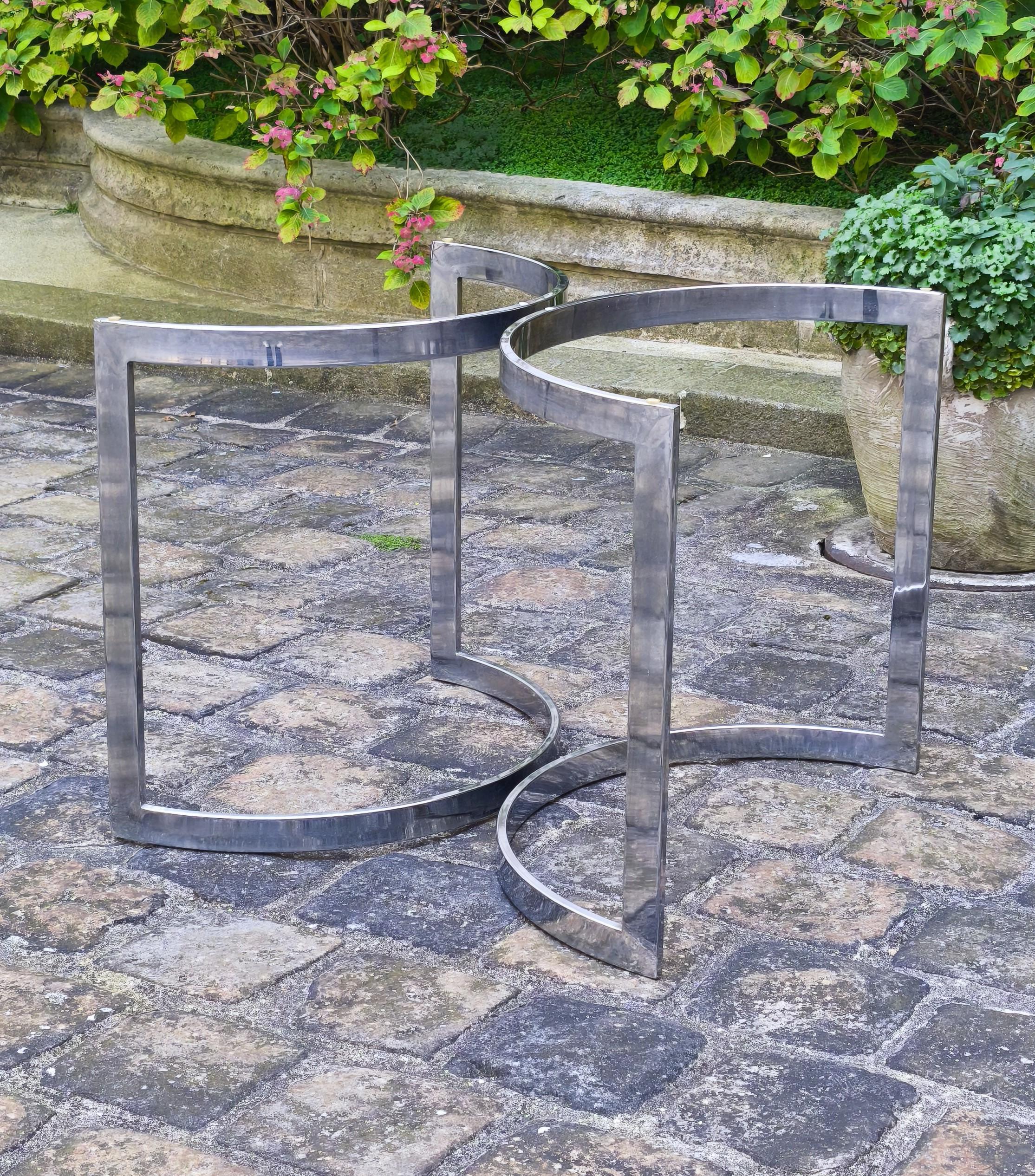 Table de salle à manger des années 1970 en acier chromé et verre, Vittorio Introini, Fratelli Saporiti en vente 6