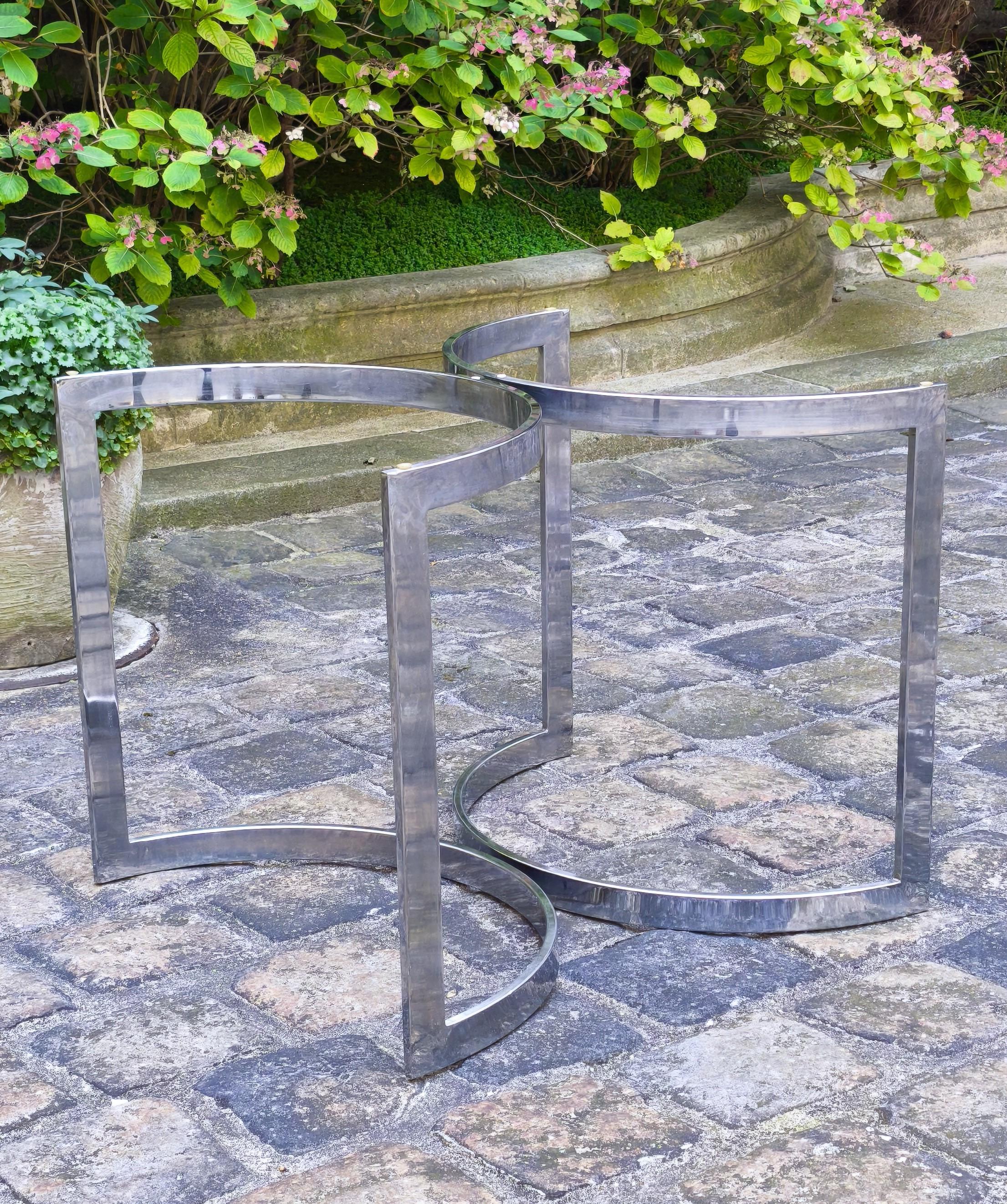Table de salle à manger des années 1970 en acier chromé et verre, Vittorio Introini, Fratelli Saporiti en vente 7