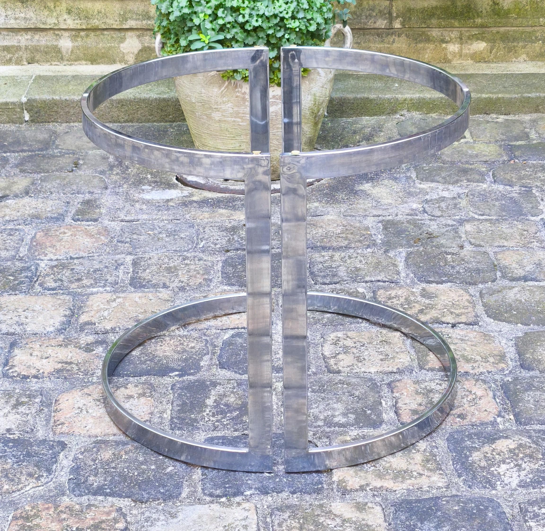 Table de salle à manger des années 1970 en acier chromé et verre, Vittorio Introini, Fratelli Saporiti en vente 1