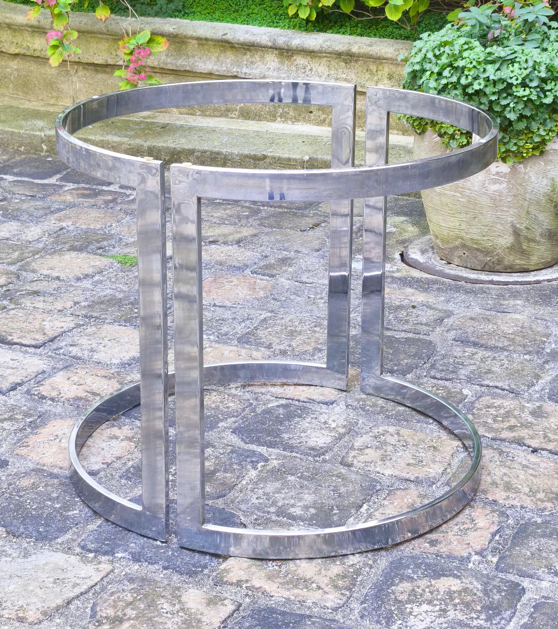 Table de salle à manger des années 1970 en acier chromé et verre, Vittorio Introini, Fratelli Saporiti en vente 2