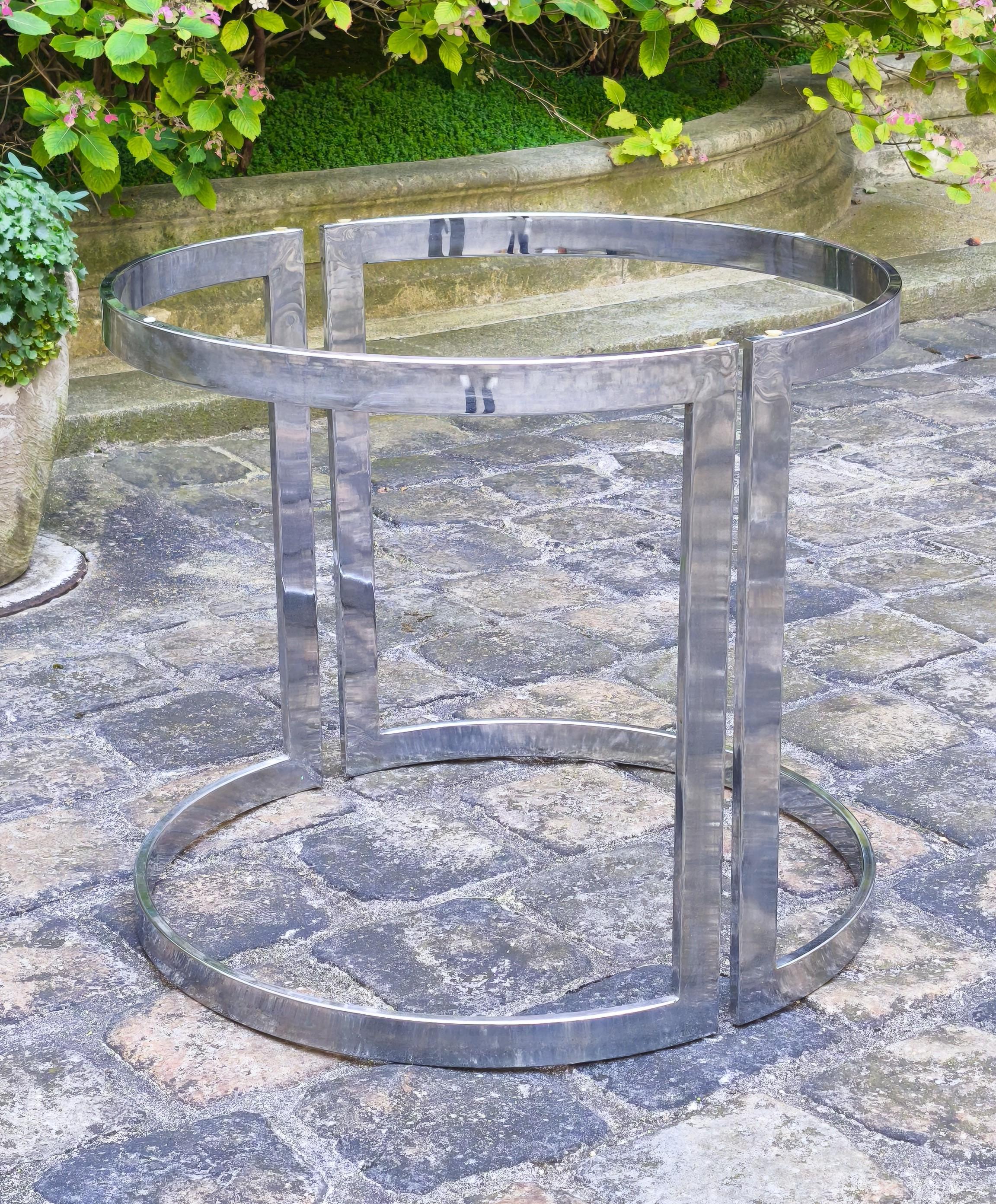 Table de salle à manger des années 1970 en acier chromé et verre, Vittorio Introini, Fratelli Saporiti en vente 3