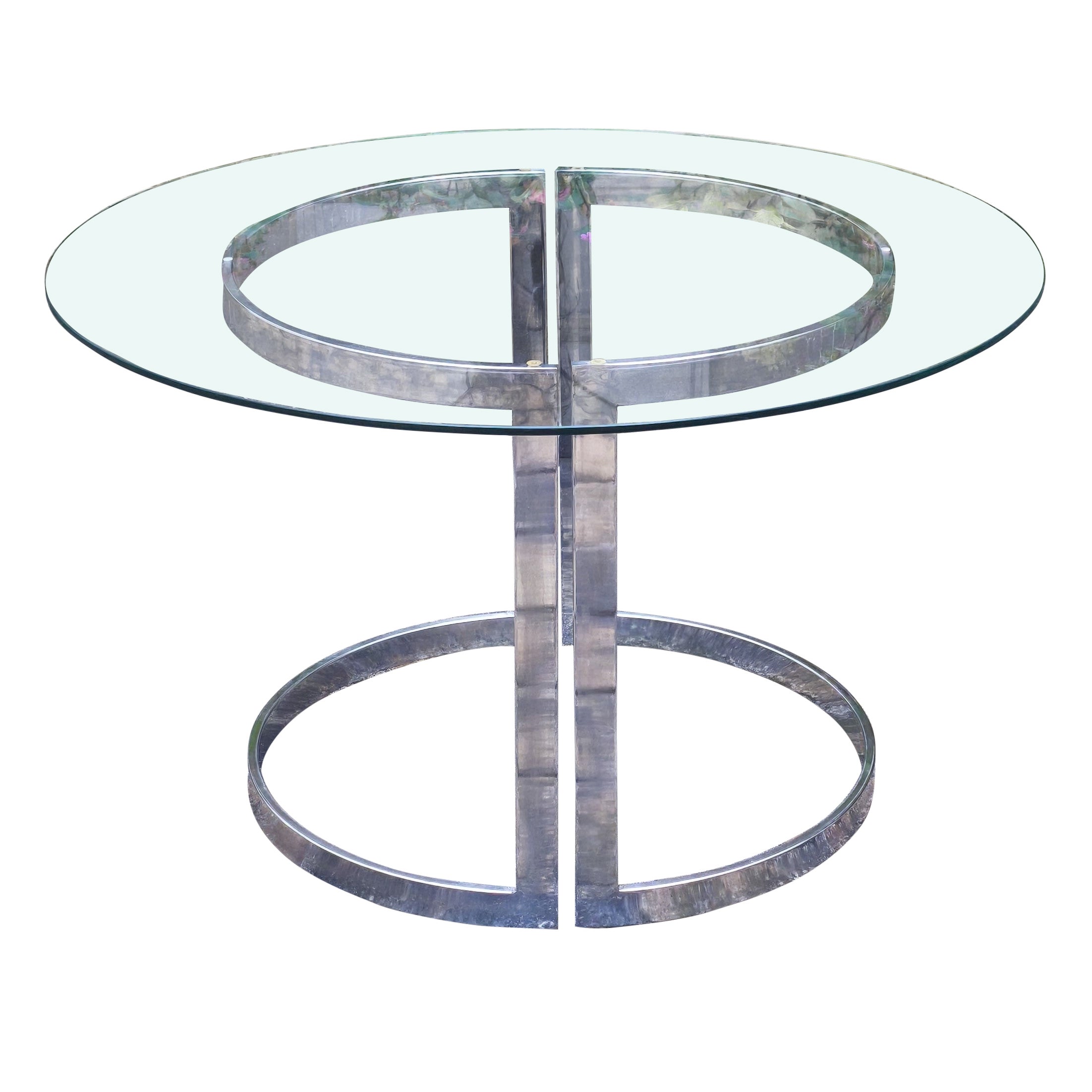 Table de salle à manger des années 1970 en acier chromé et verre, Vittorio Introini, Fratelli Saporiti en vente