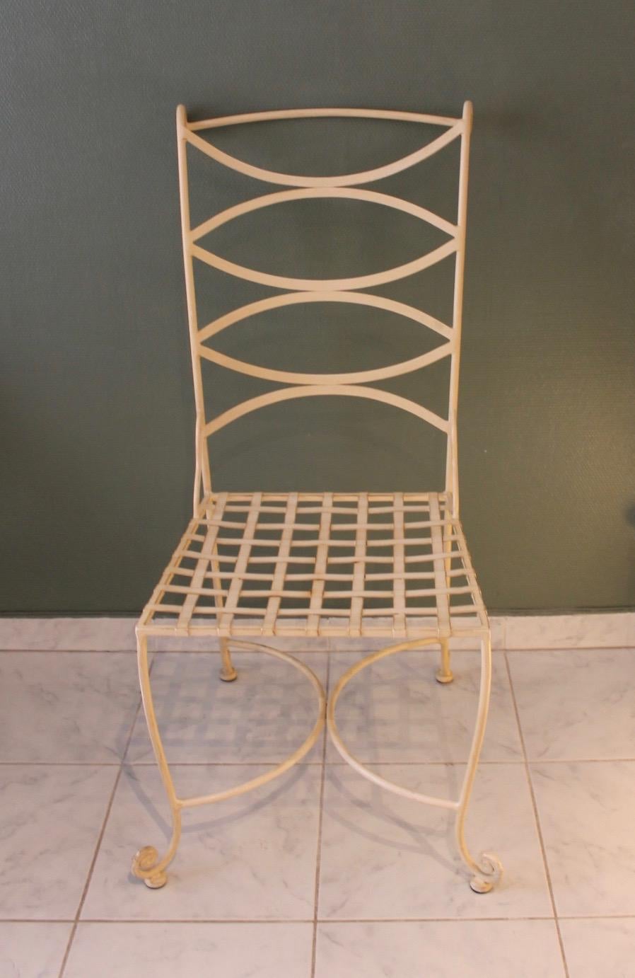 Dining Table, 4 Chairs, Wrought Iron, 1980 For Sale 7
