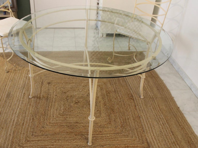 Table en verre et chaises fer forgé
