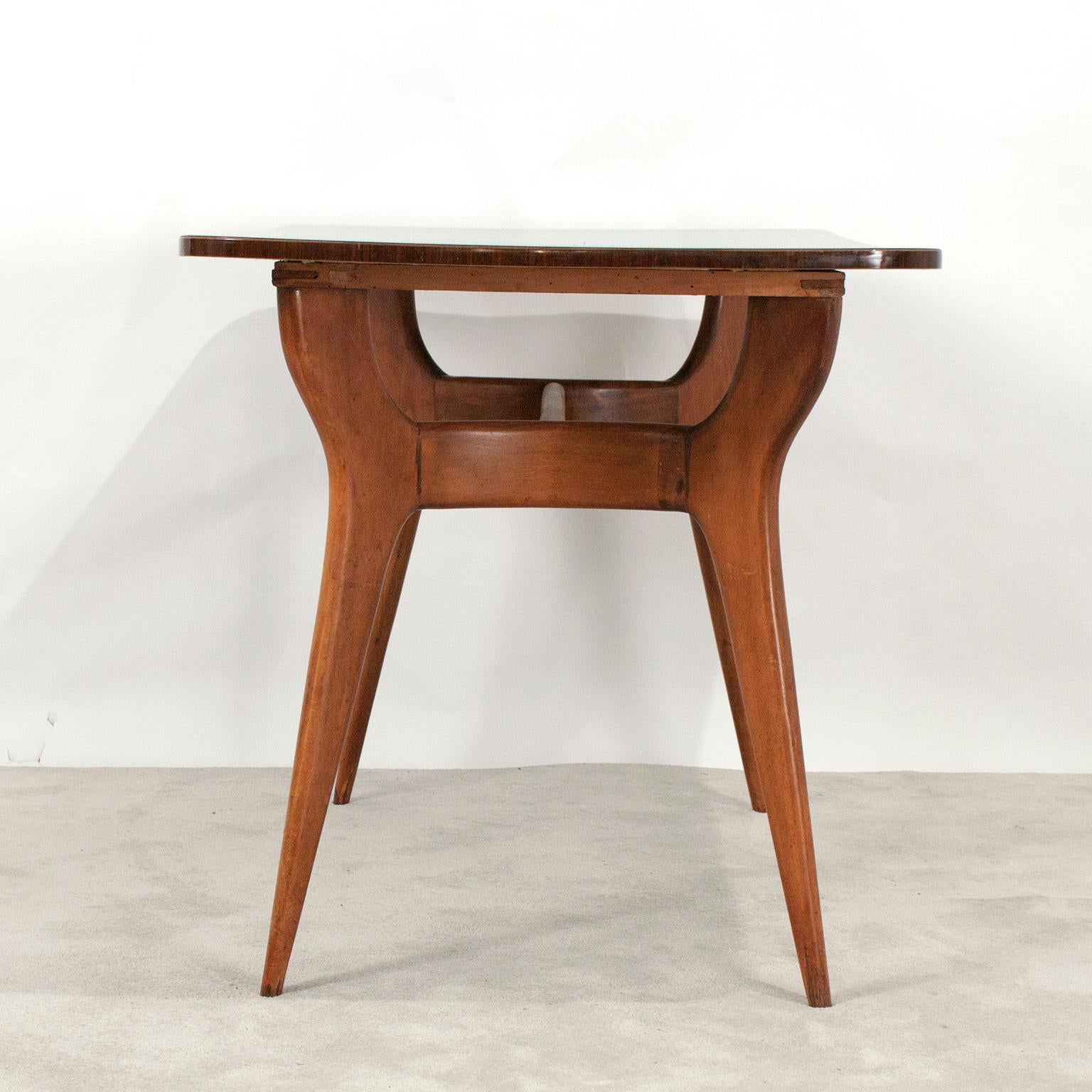 Mid-Century Modern Dining Table After Ico Parisi, Midcentury, Wood and Green Formica, 1950s