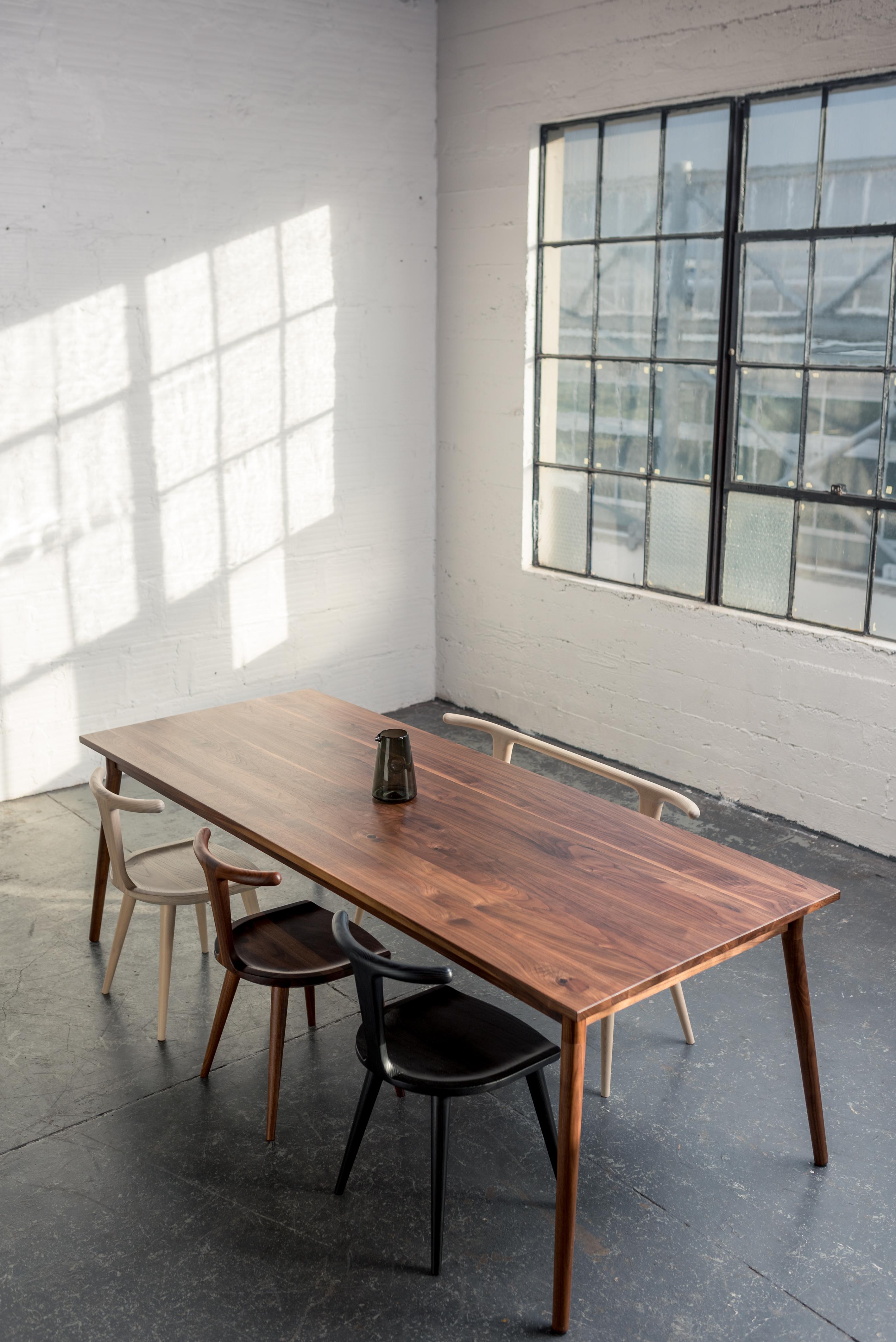 Dining Table, American Walnut Wood Minimalist Handcrafted Kitchen Table For Sale 3