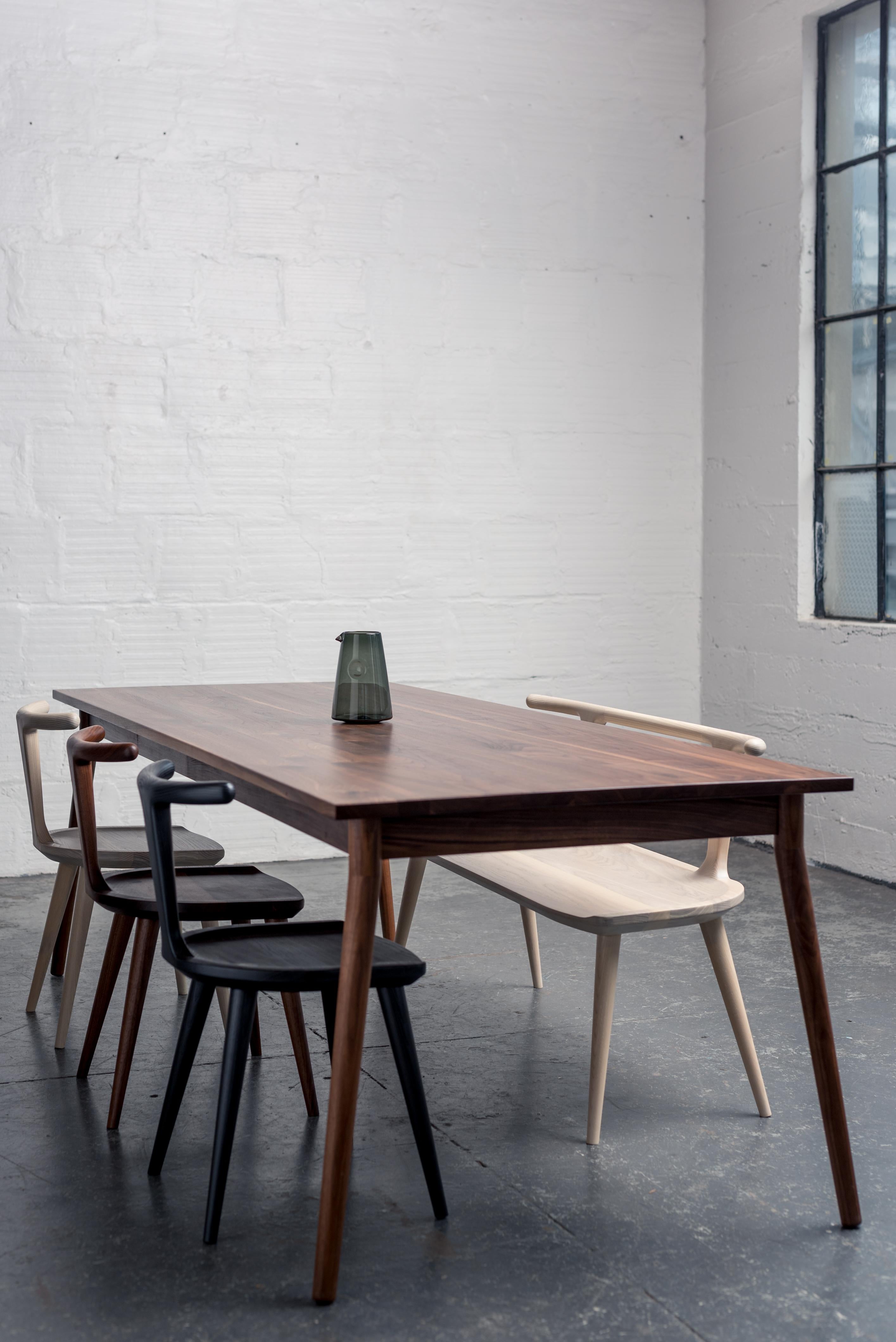 Dining Table, American Walnut Wood Minimalist Handcrafted Kitchen Table In New Condition In Bend, OR