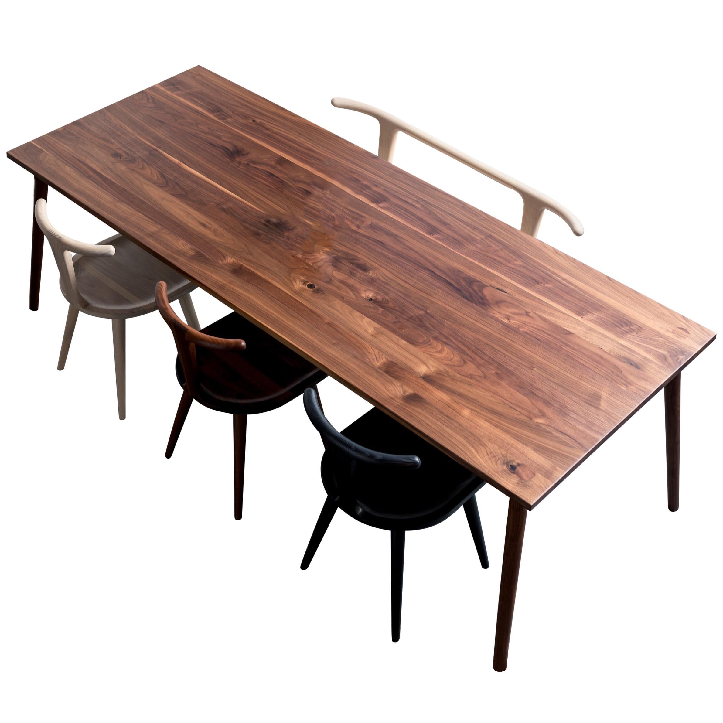 Dining Table, American Walnut Wood Minimalist Handcrafted Kitchen Table