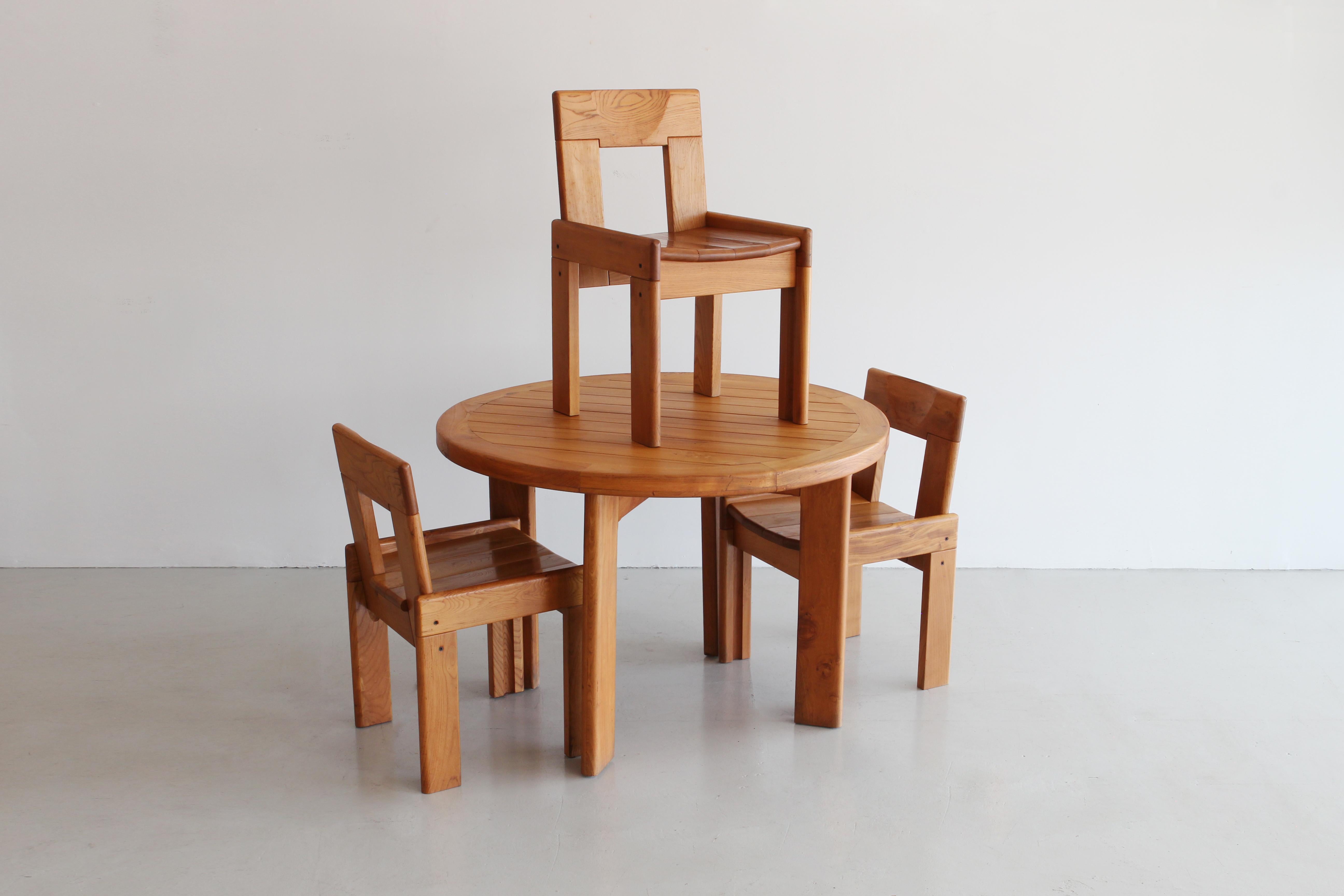 Dining Table and Chairs in Style of Pierre Chapo  6