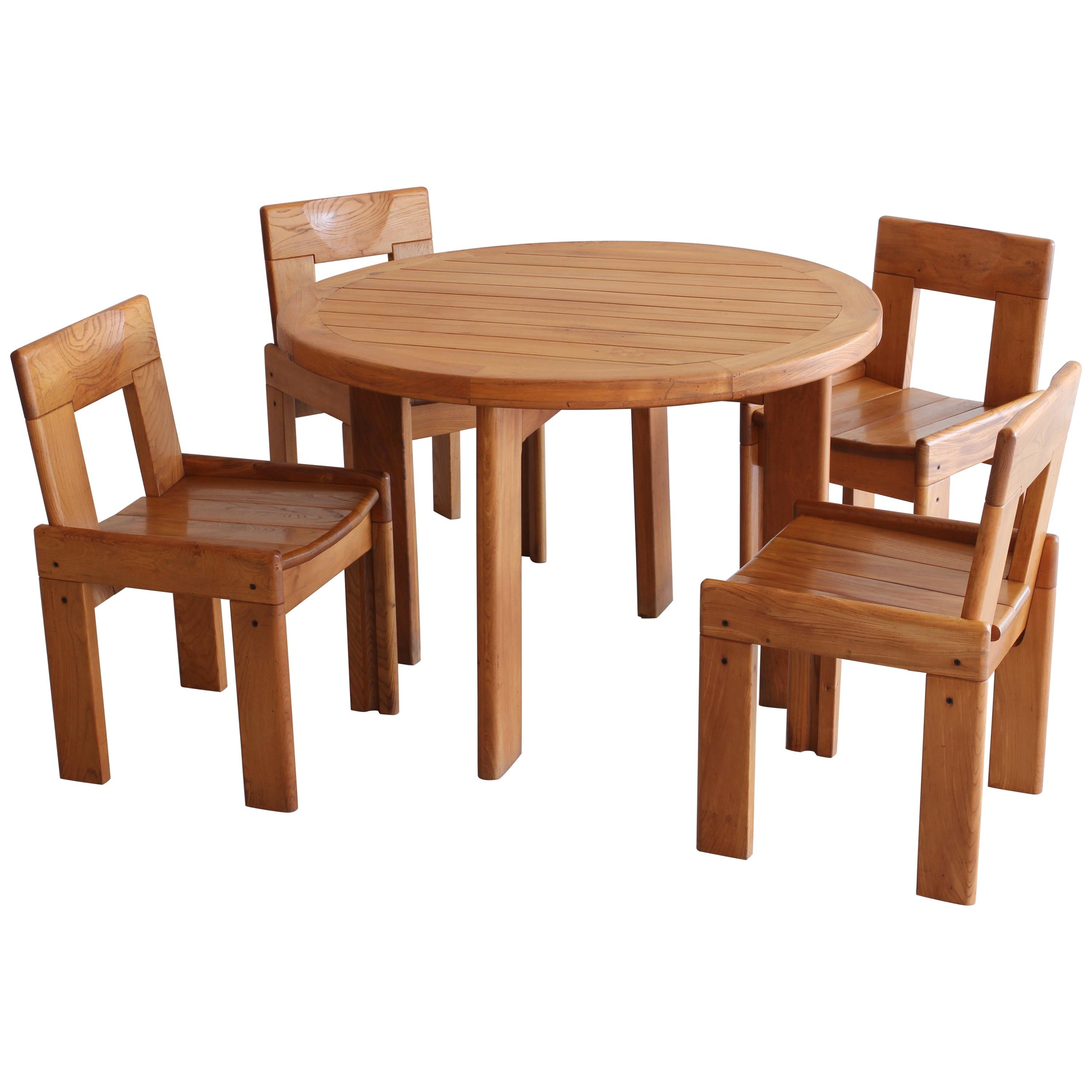 Dining Table and Chairs in Style of Pierre Chapo 