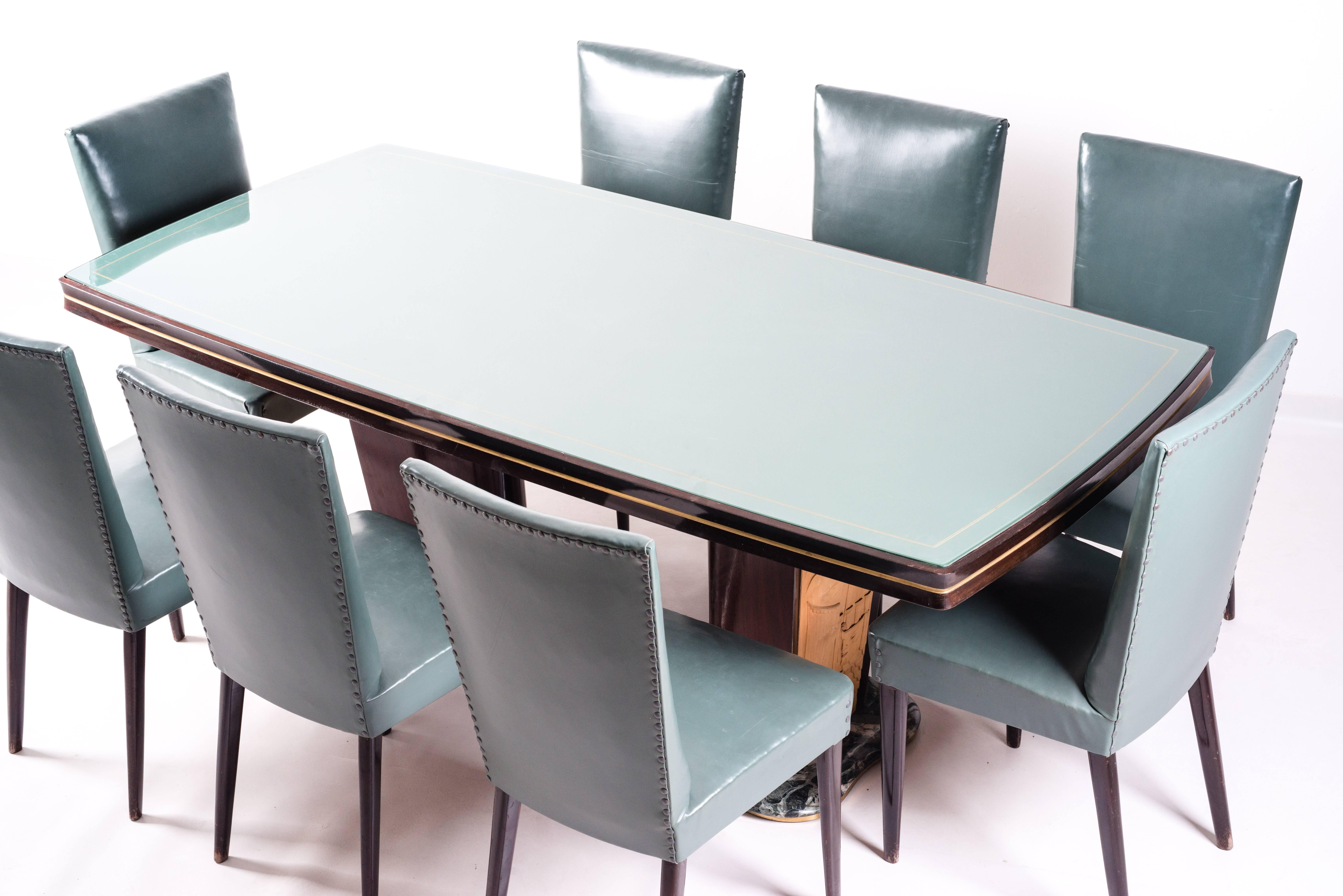 Italian Dining Table and Eight Chairs by Vittorio Dassi, 1950s For Sale