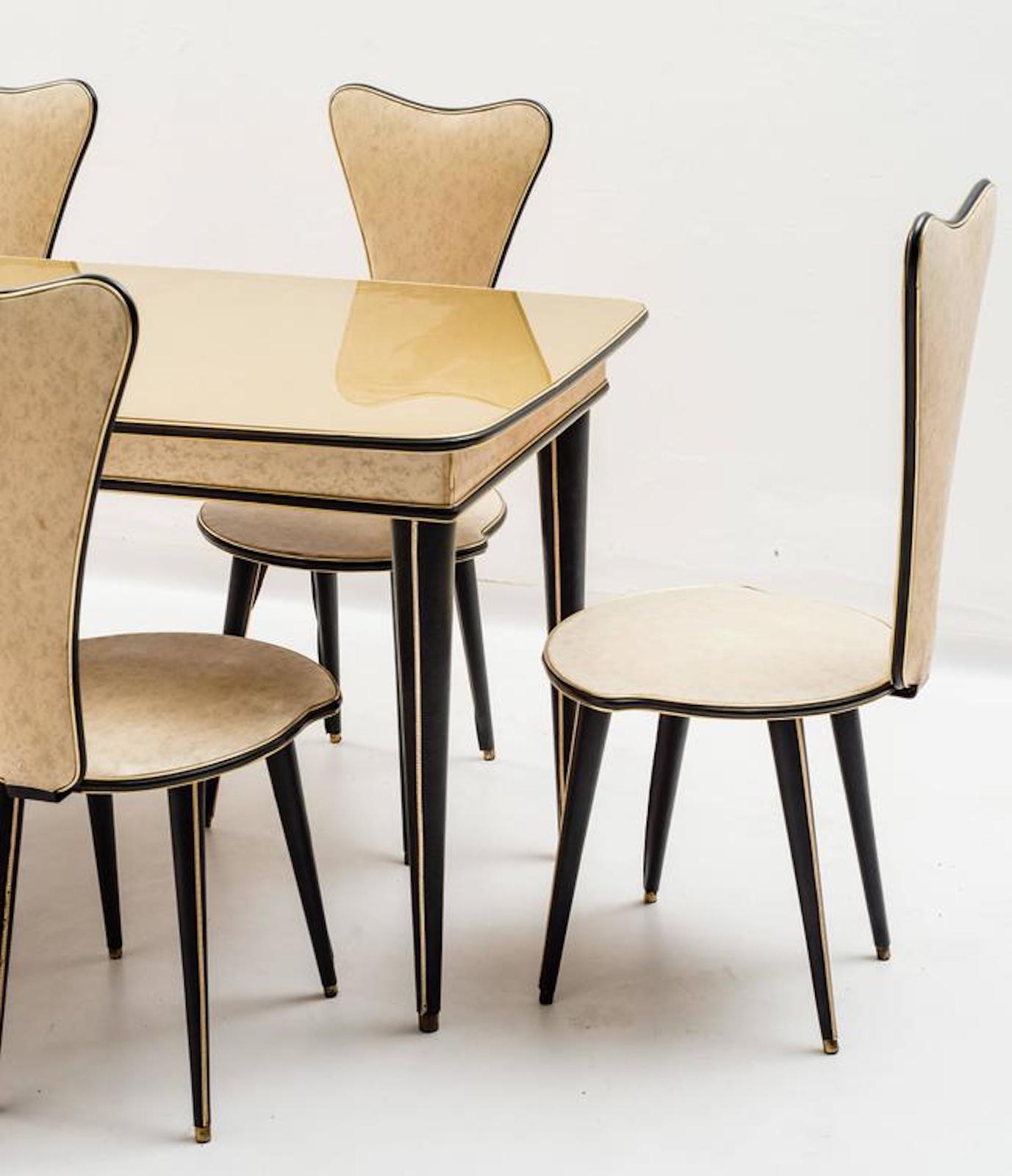 Mid-20th Century Dining Table and Set of Six Chairs by Umberto Mascagni, 1950s For Sale