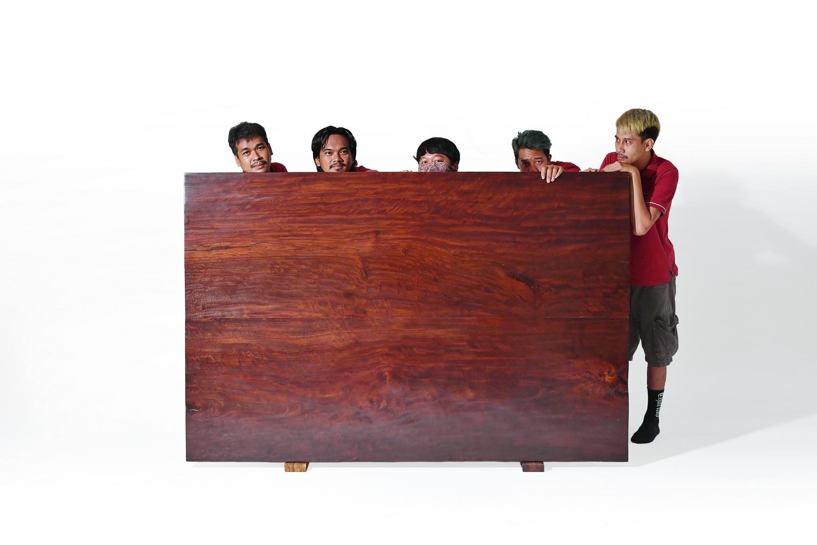 Dining Table, Antique Wood and Sand Cast Sculptured Bronze Base by P. Tendercool For Sale 7
