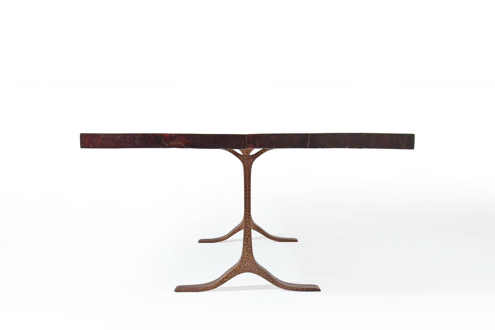 Thai Dining Table, Antique Wood and Sand Cast Sculptured Bronze Base by P. Tendercool For Sale