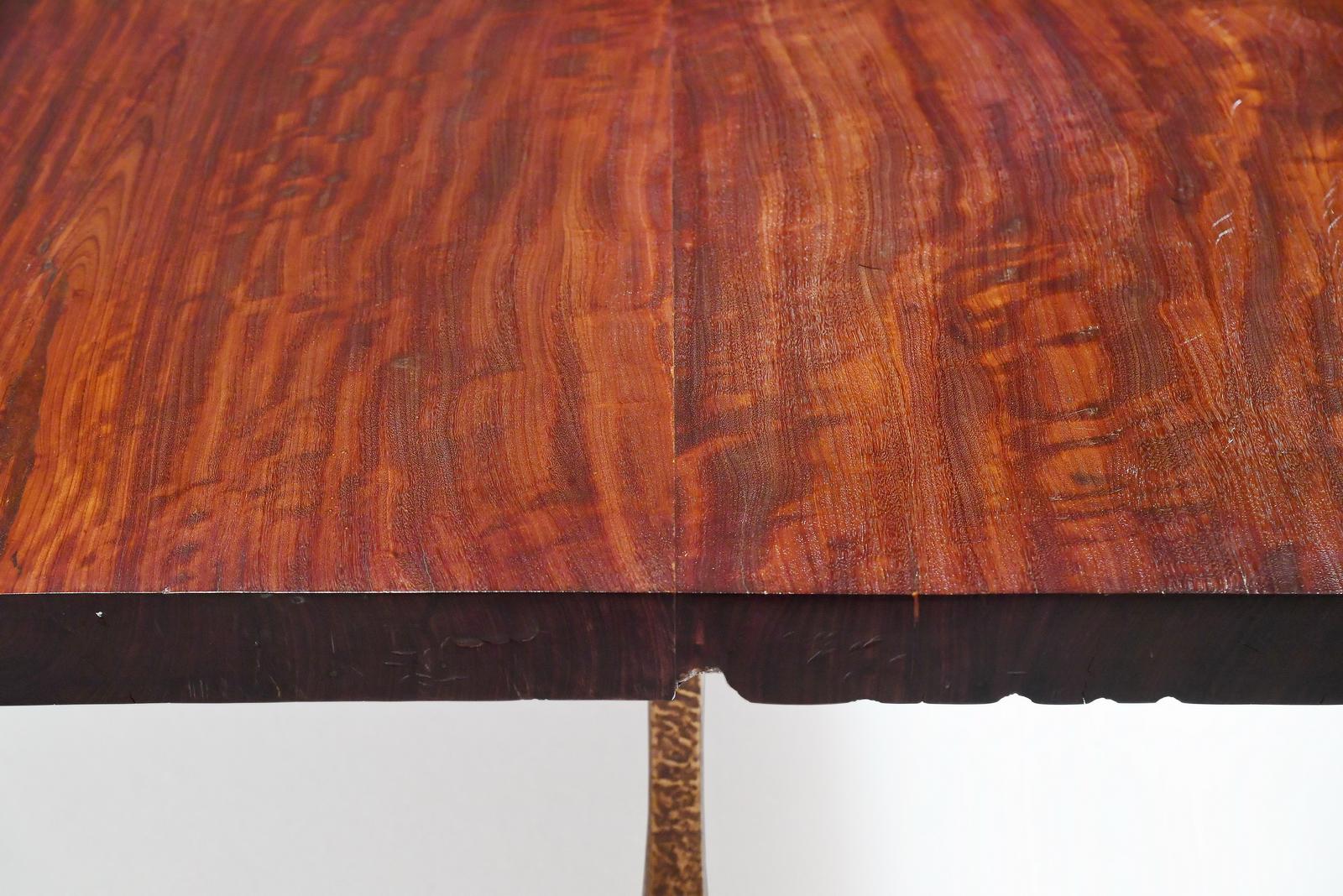Dining Table, Antique Wood and Sand Cast Sculptured Bronze Base by P. Tendercool For Sale 3
