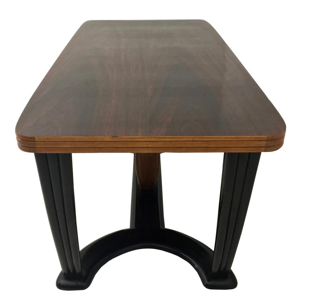 Mid-Century Modern Dining Table Ascribable to Borsani with Removable Black Opaline Glass Top, Italy