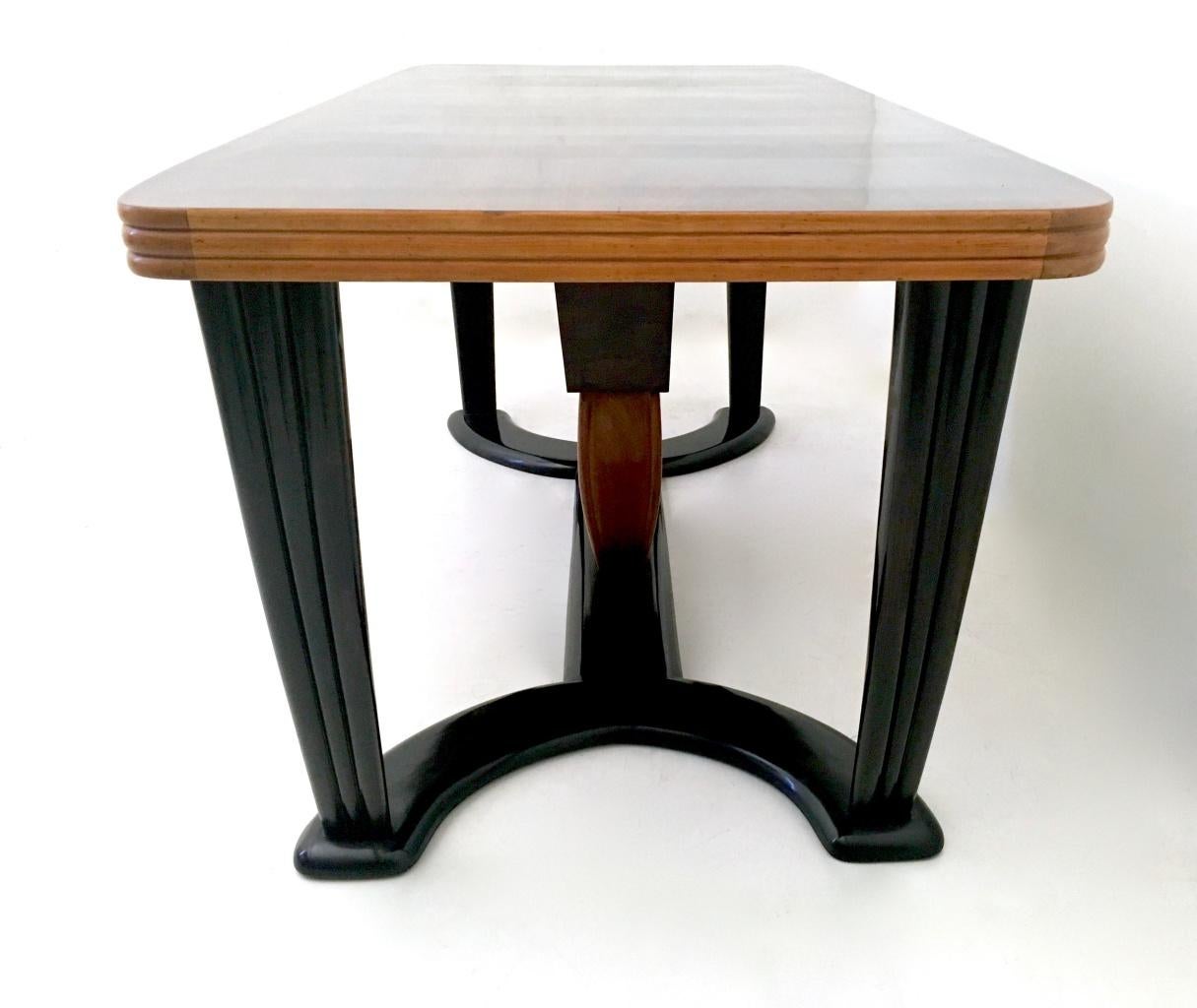 Italian Dining Table Ascribable to Borsani with Removable Black Opaline Glass Top, Italy