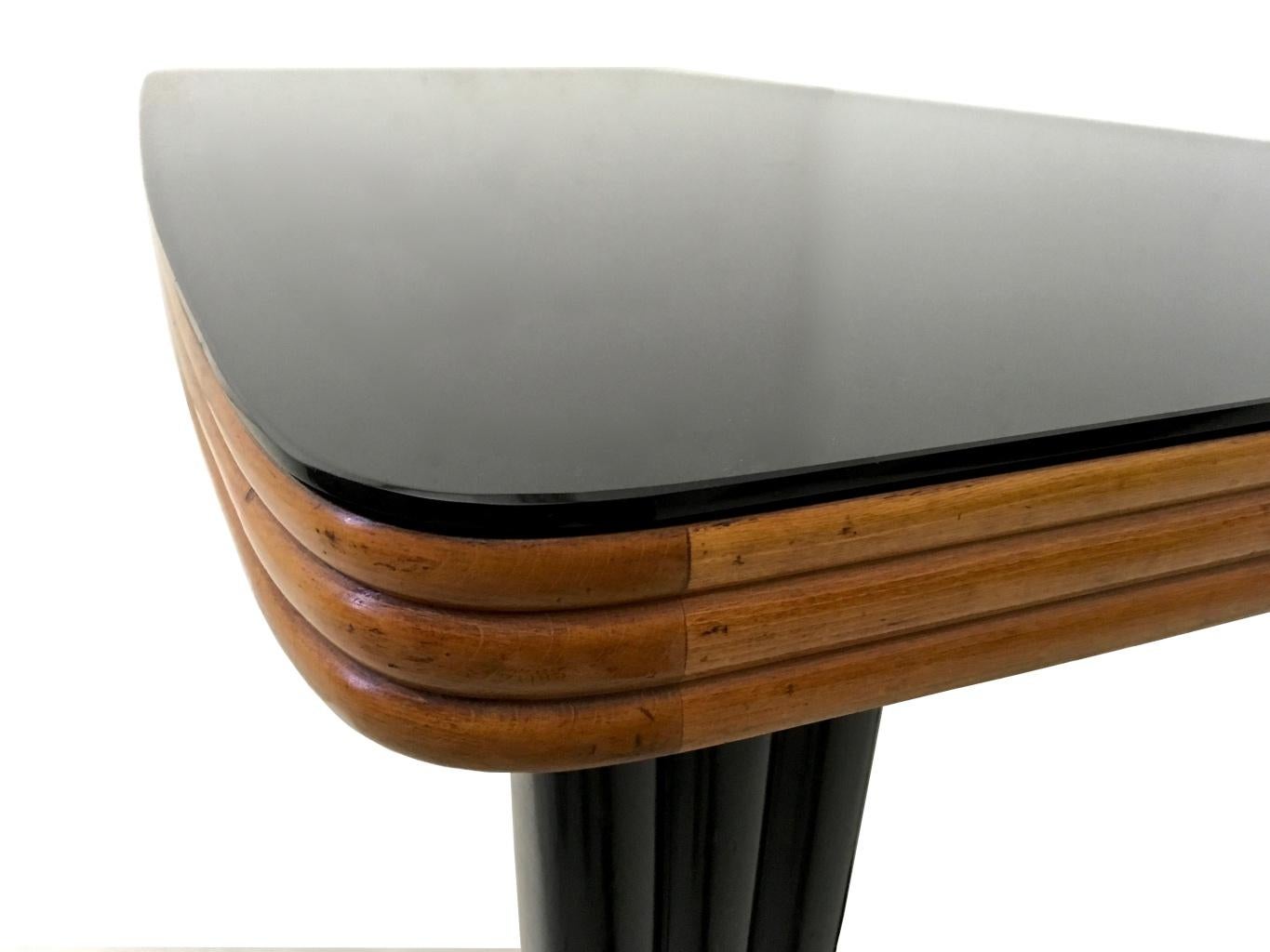 Dining Table Ascribable to Borsani with Removable Black Opaline Glass Top, Italy In Good Condition In Bresso, Lombardy