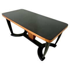 Dining Table Ascribable to Borsani with Removable Black Opaline Glass Top, Italy