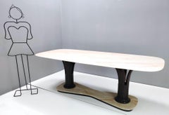 Tavolo da pranzo attribuibile a Osvaldo Borsani con piano in marmo rosa portoghese