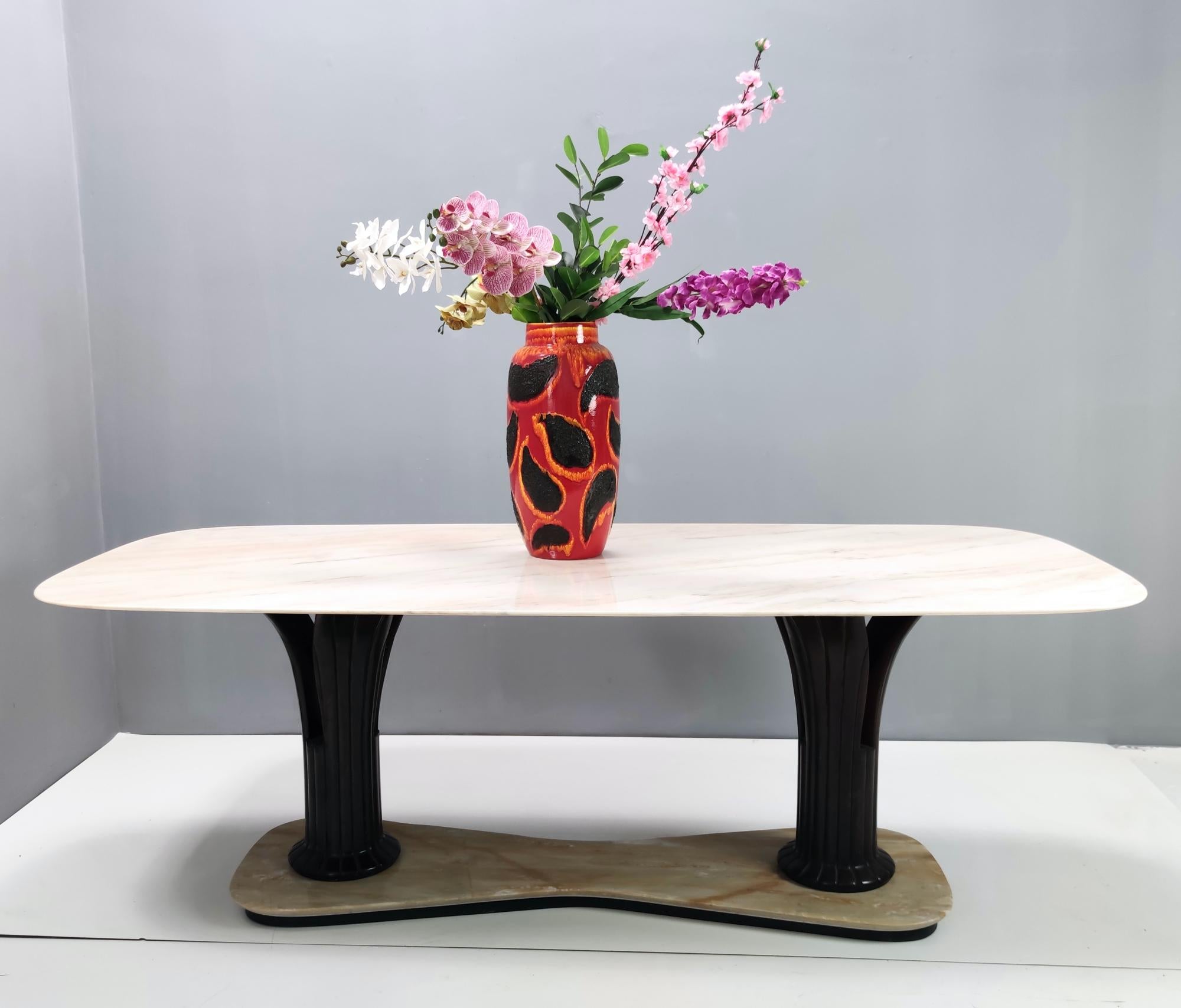 Mid-Century Modern Dining Table Ascribable to Osvaldo Borsani with a Portuguese Pink Marble Top